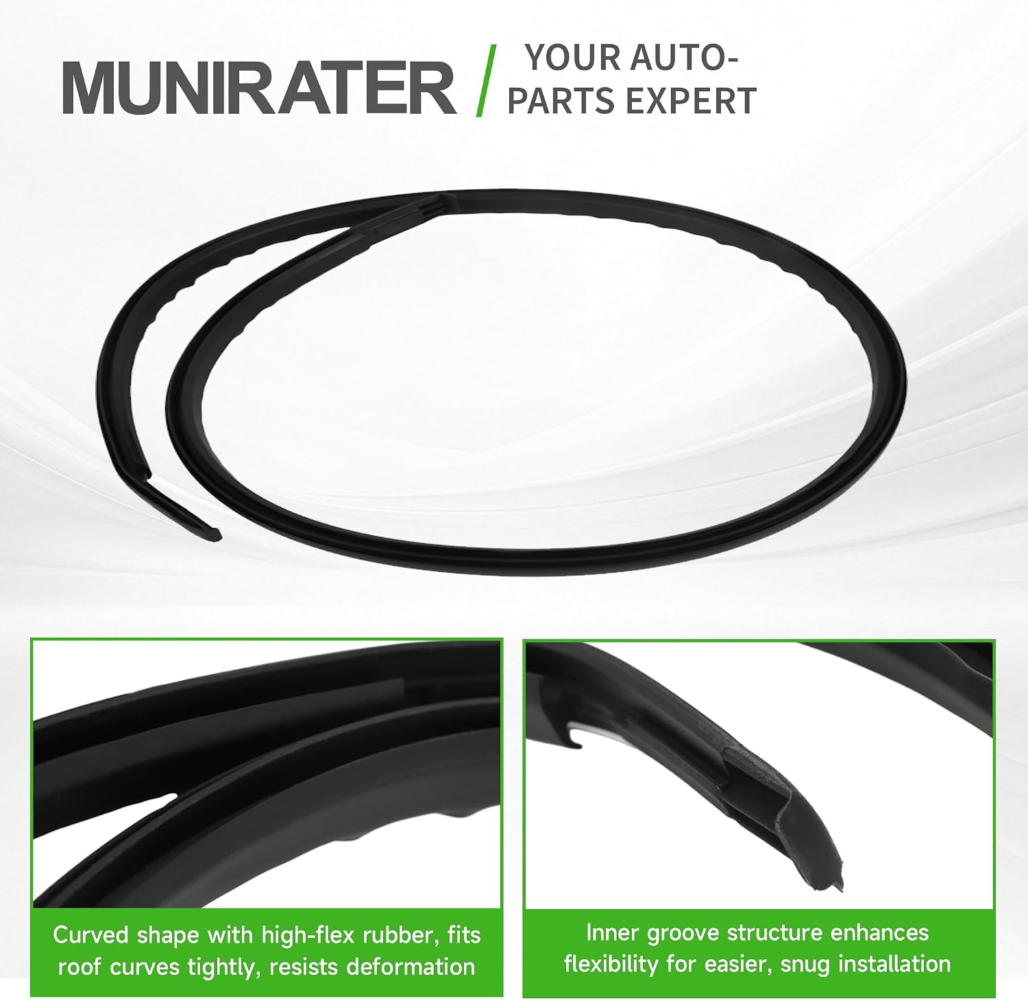 2 Pcs Black Roof Trim Molding Sealing Strip Kit Replacement for 2003-2008 Corolla