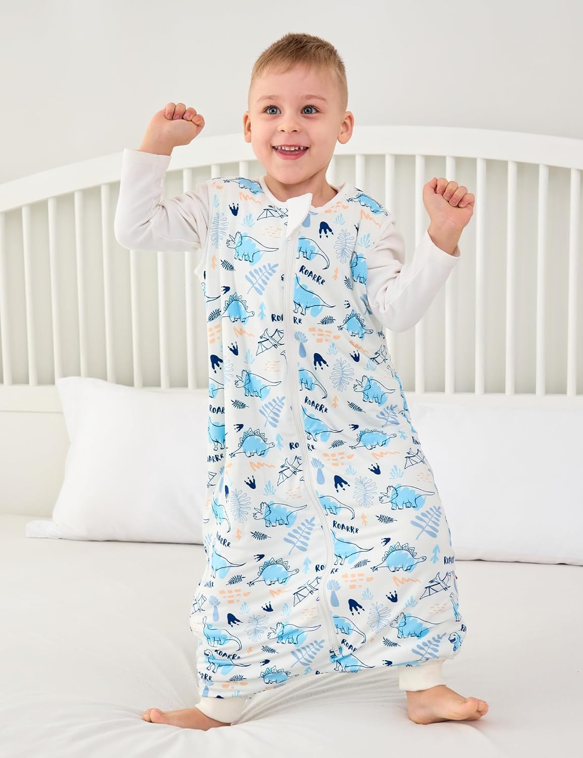 Bamboo Viscose Sleep Sack with Legs for Infant and Toddler 1.0 TOG Sleeveless Zipper Sleep Bag for Baby - Image 5