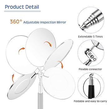 2 Pieces Telescoping Inspection Mirror Set 3 Lb Magnetic