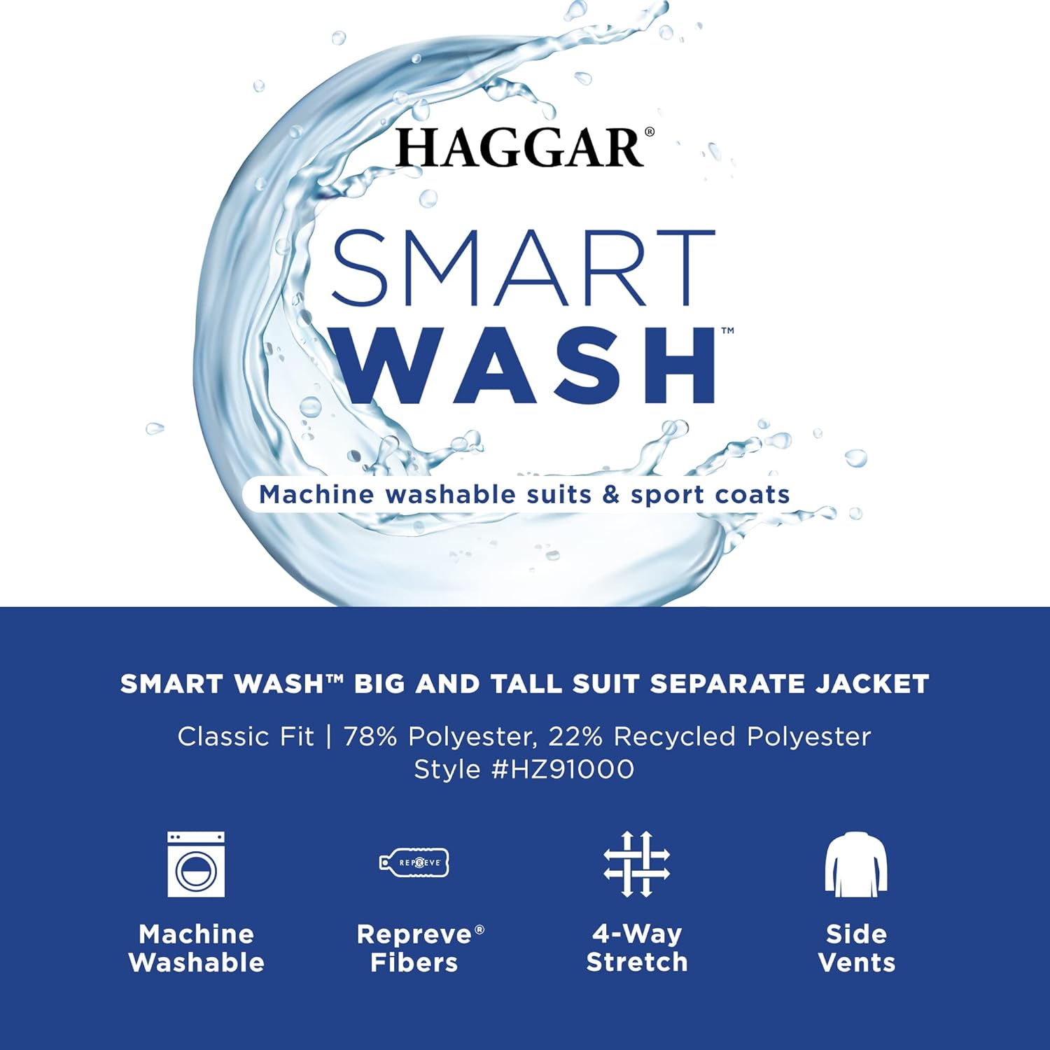 Haggar Mens Smart Wash with Repreve Classic Fit Flat Front Suit Separates Pant - Image 6