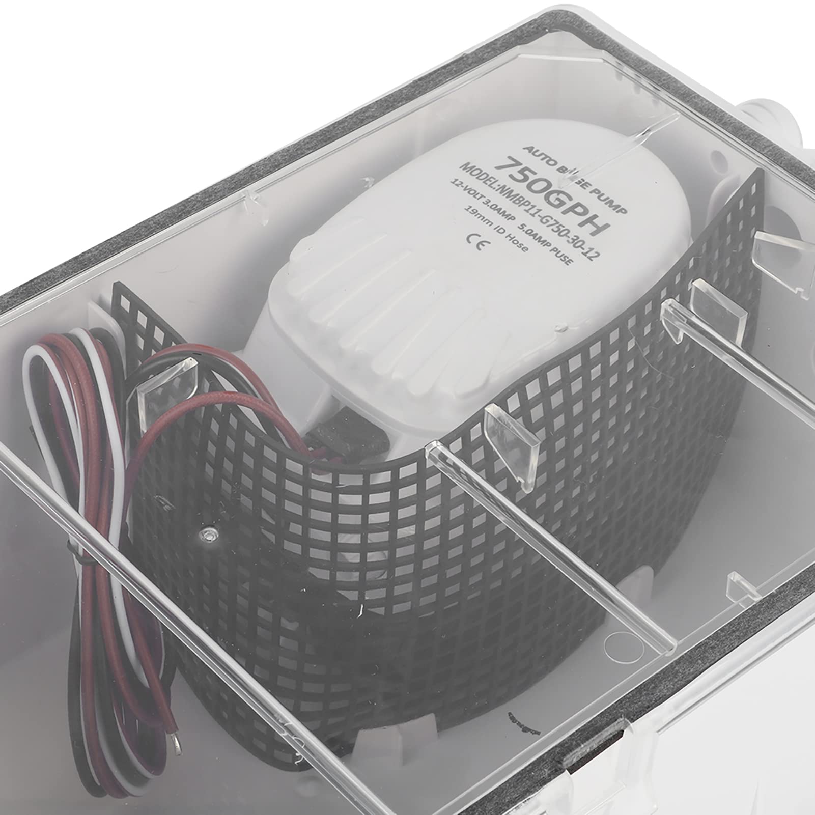 KIMISS DC 12V/24V 750 GPH Pompa della Coppa Doccia con Interruttore Automatico Bilge Drain Box Multi Ingresso per Yacht in Barca Marina G750-01 (12V)