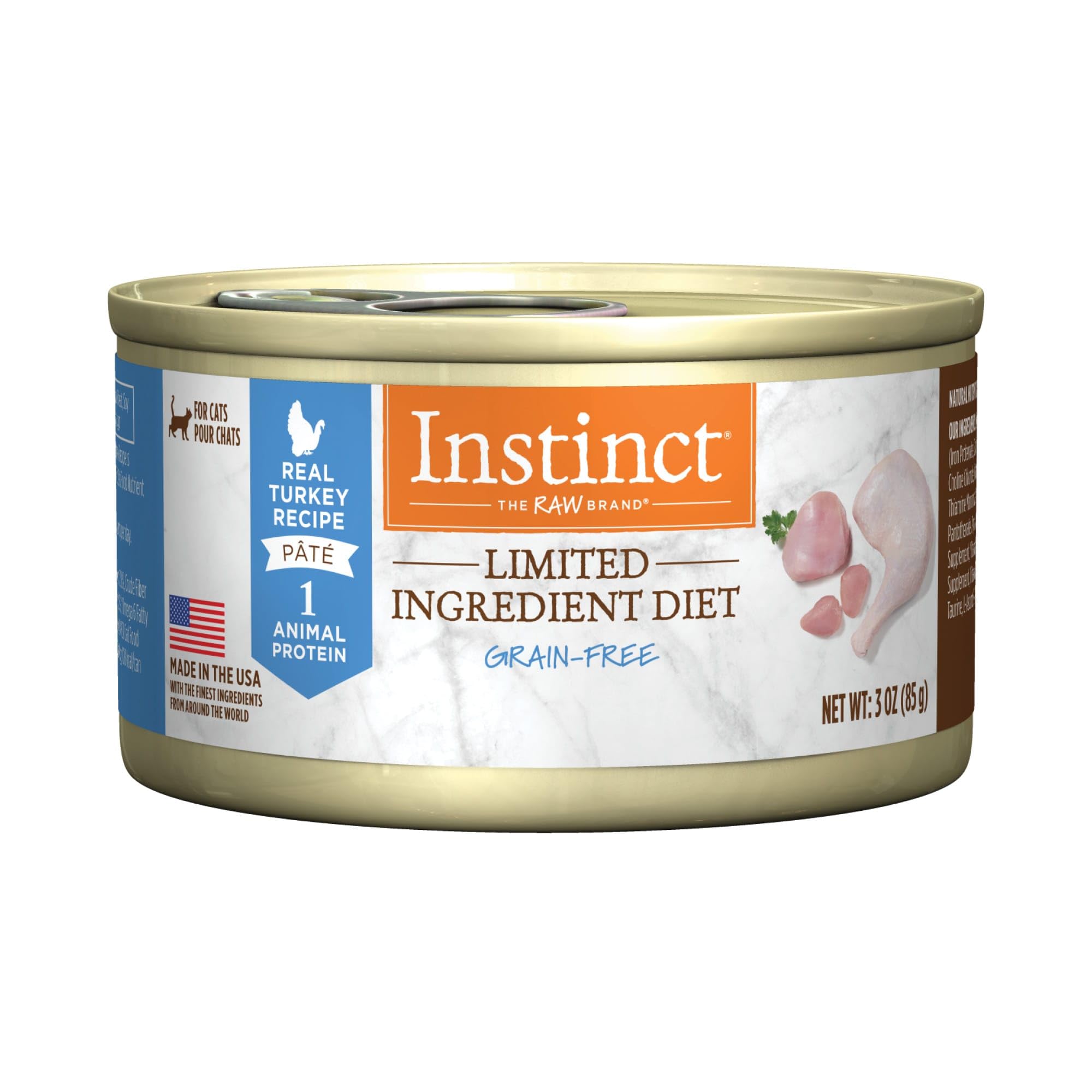 Instinct Limited Ingredient Diet Grain Free Real Turkey Recipe Natural Wet Canned Cat Food, 3 oz., Case of 24
