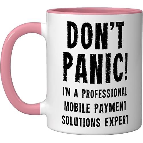 Mobile Payment Solutions Expert Ceramic Mug, Pink/White