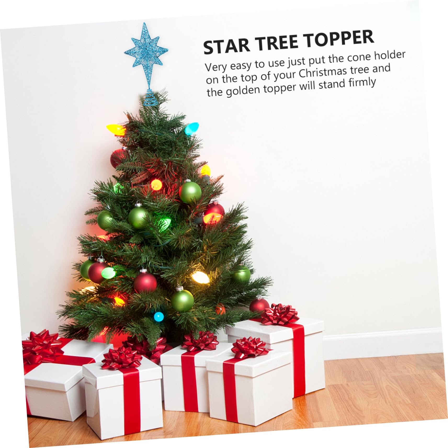 Zerodeko 3stücke Weihnachtsbaumspitze Glitzernde Blaue Tannenbaum-Stern-Dekoration Für Festliche Anlässe Für Tischbäume Und Festliche Deko Geschäften Und