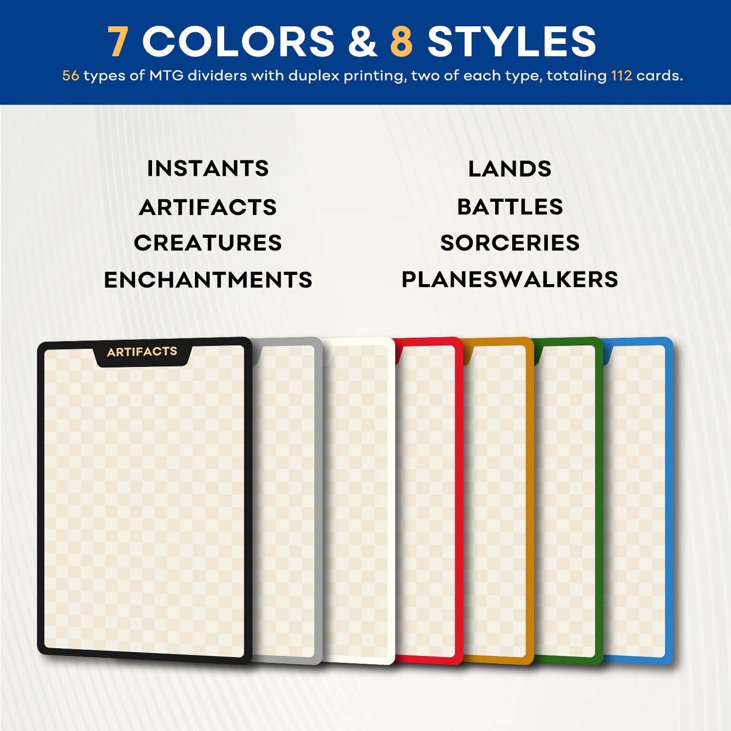 MTG Card Dividers for Storage Boxes, MTG Deck Box Dividers, Trading Card dividers, 2 Packs