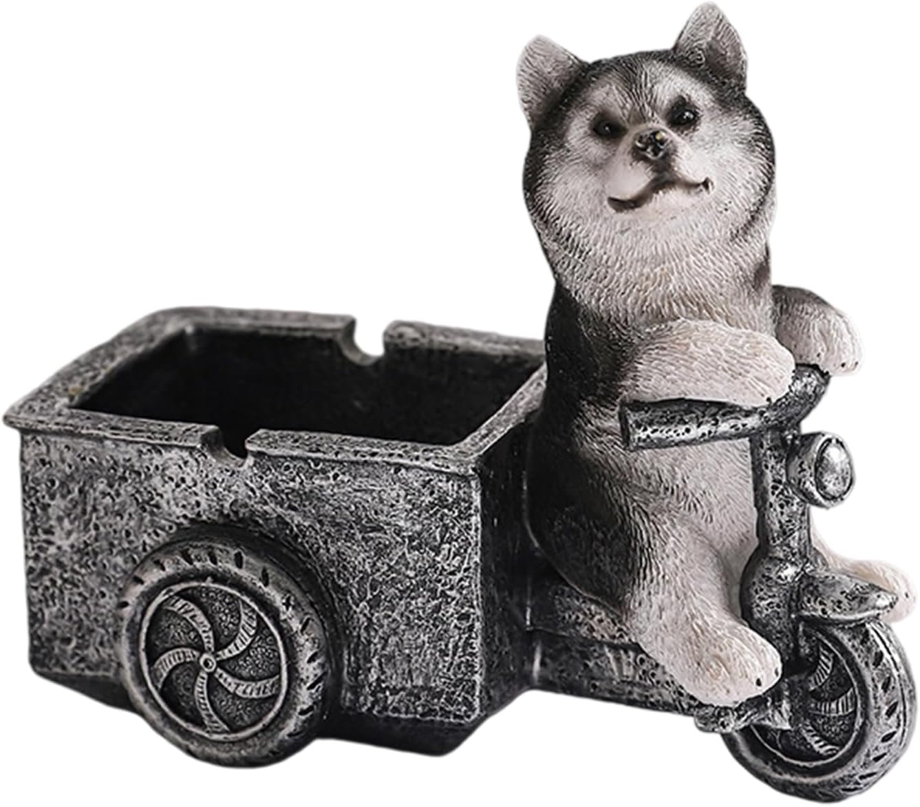 Creative Cartoon Dog Ashtray Portable Resin Desk Accessory with Spill Guard for Bedroom or Use Dog Statue Ashtray