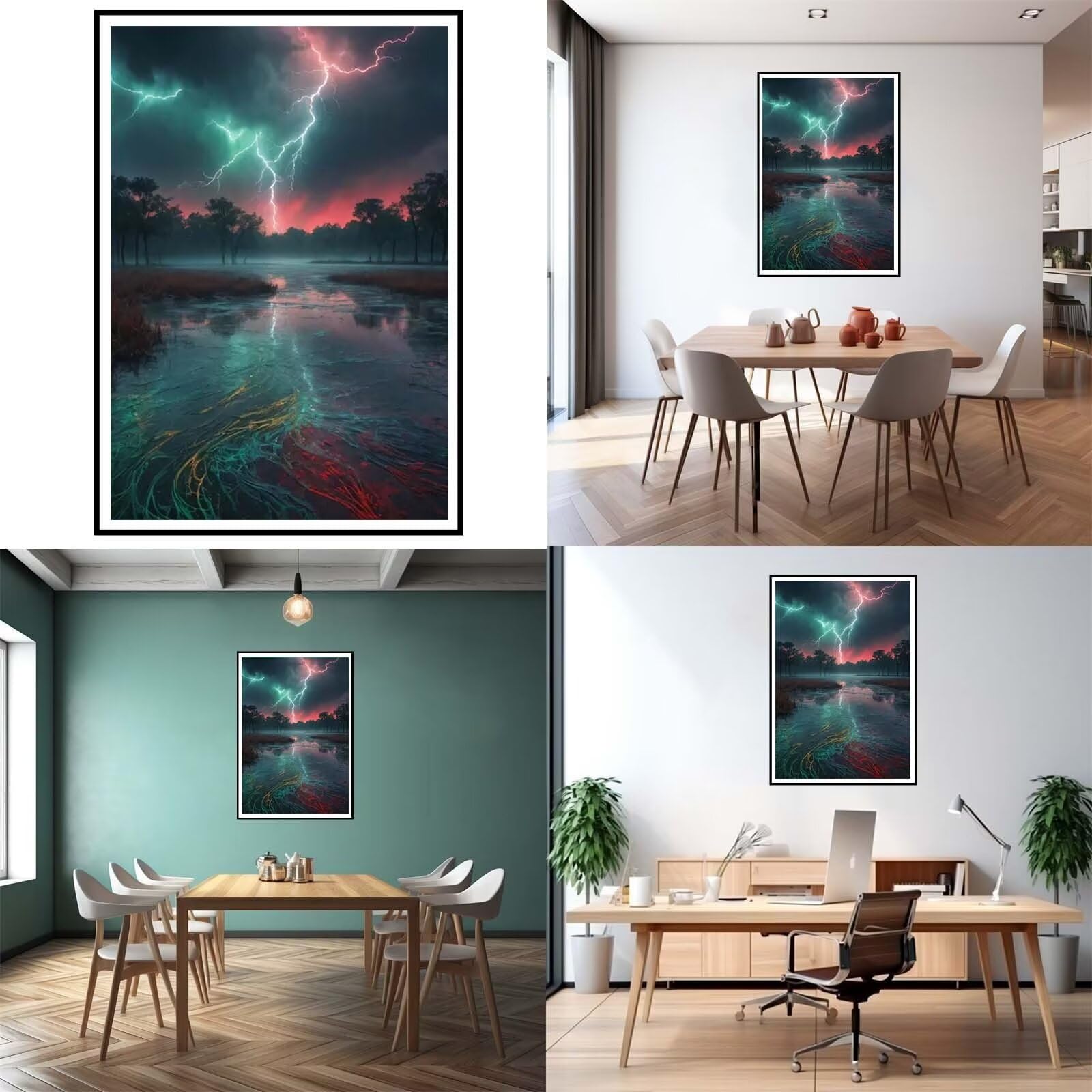 5D DIY Diamante Art Pintura kit Completo, Diamond Painting Adultos Niños Rhinestone Bordado de Punto de Cruz Artes Pintura Painting,Cuadros Decor para Cuarto, Sala de Estar - (Rayo en el lago) 60x90cm