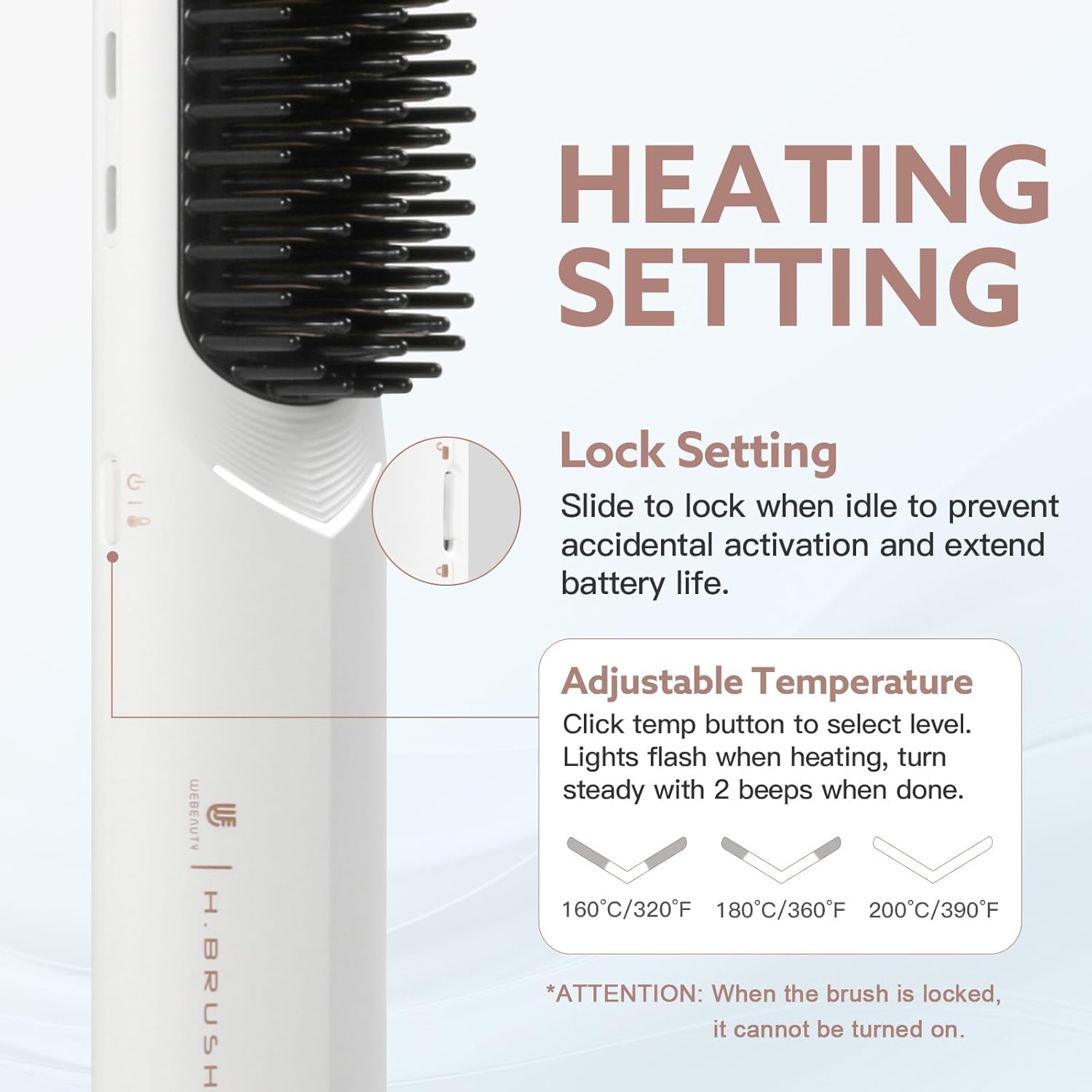 Cordless Hair Straightener Brush - [200M Negative Ions] Webeauty Portable Straightening Brush for Women, Fast Heating Straightener Mini Travel Europe Dual Voltage Car Outdoor USB Rechargeable, White - Image 5