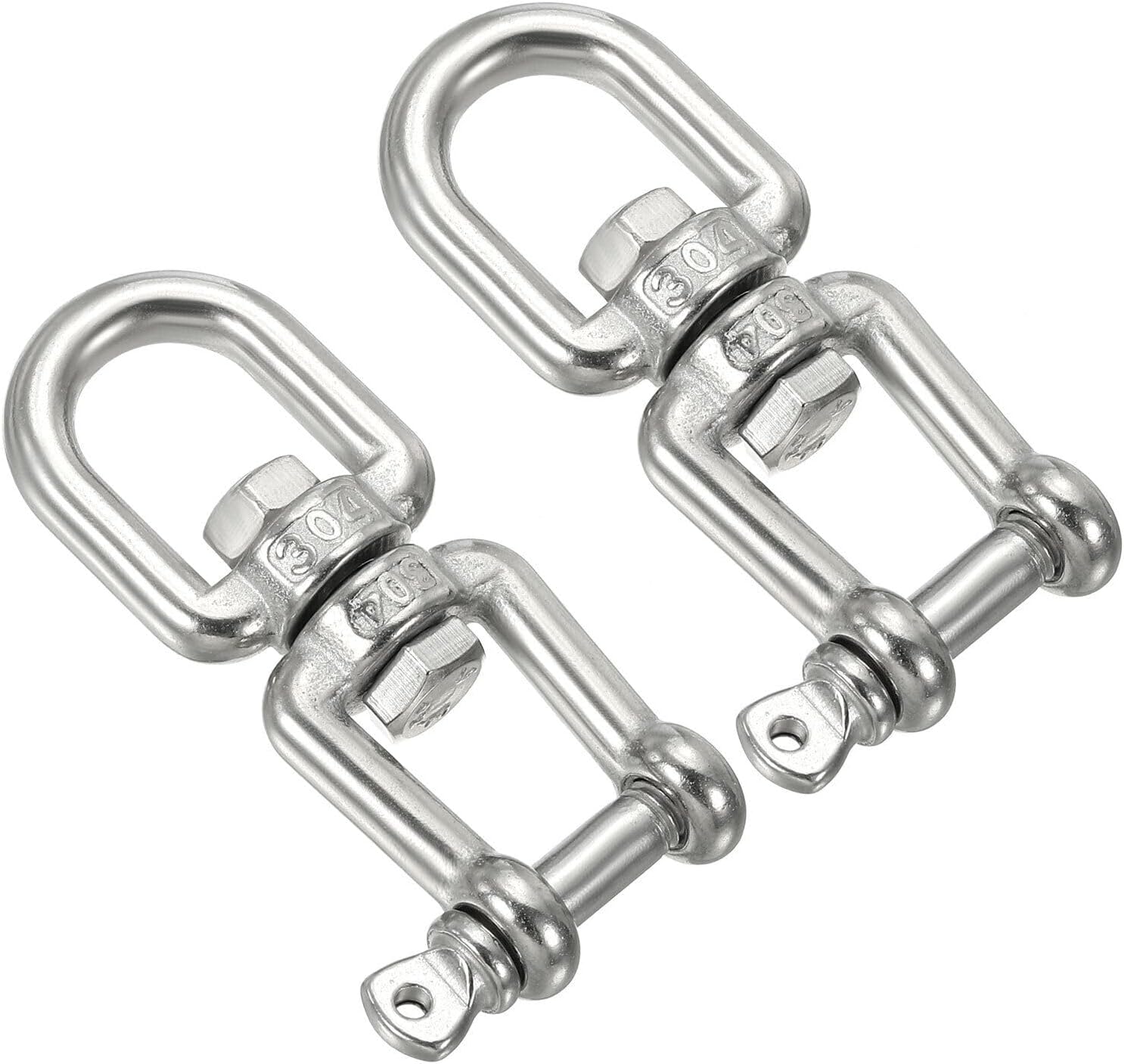 Toolparts And Accessories 2Pcs Double Ended Swivel Hook M6 Working Load 300kg/661lbs For Hanging (#CN#130824-09435)