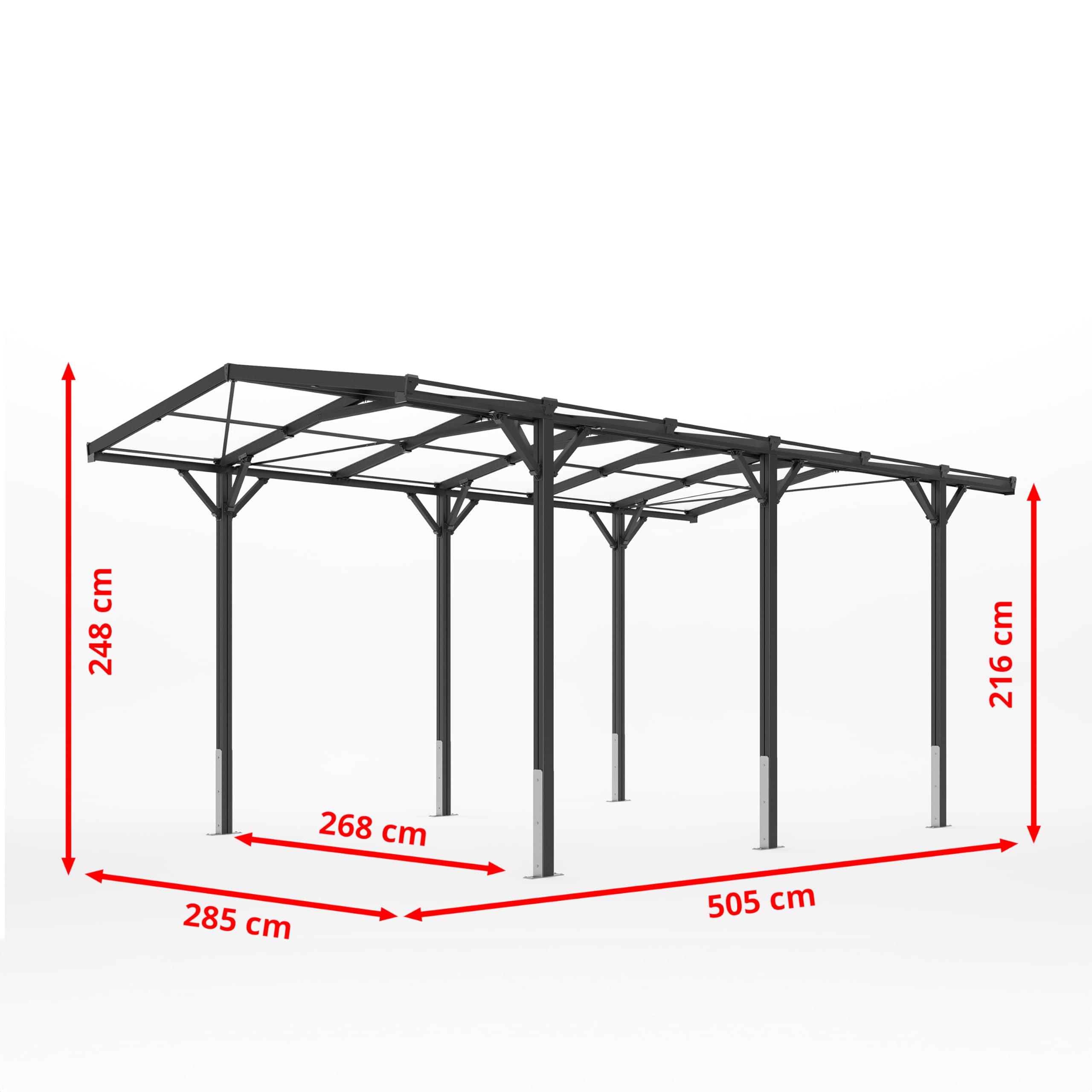 GFP Carport 2,85x5,05m Abri Voiture en Aluminium Anthracite Abri Individuel Voiture