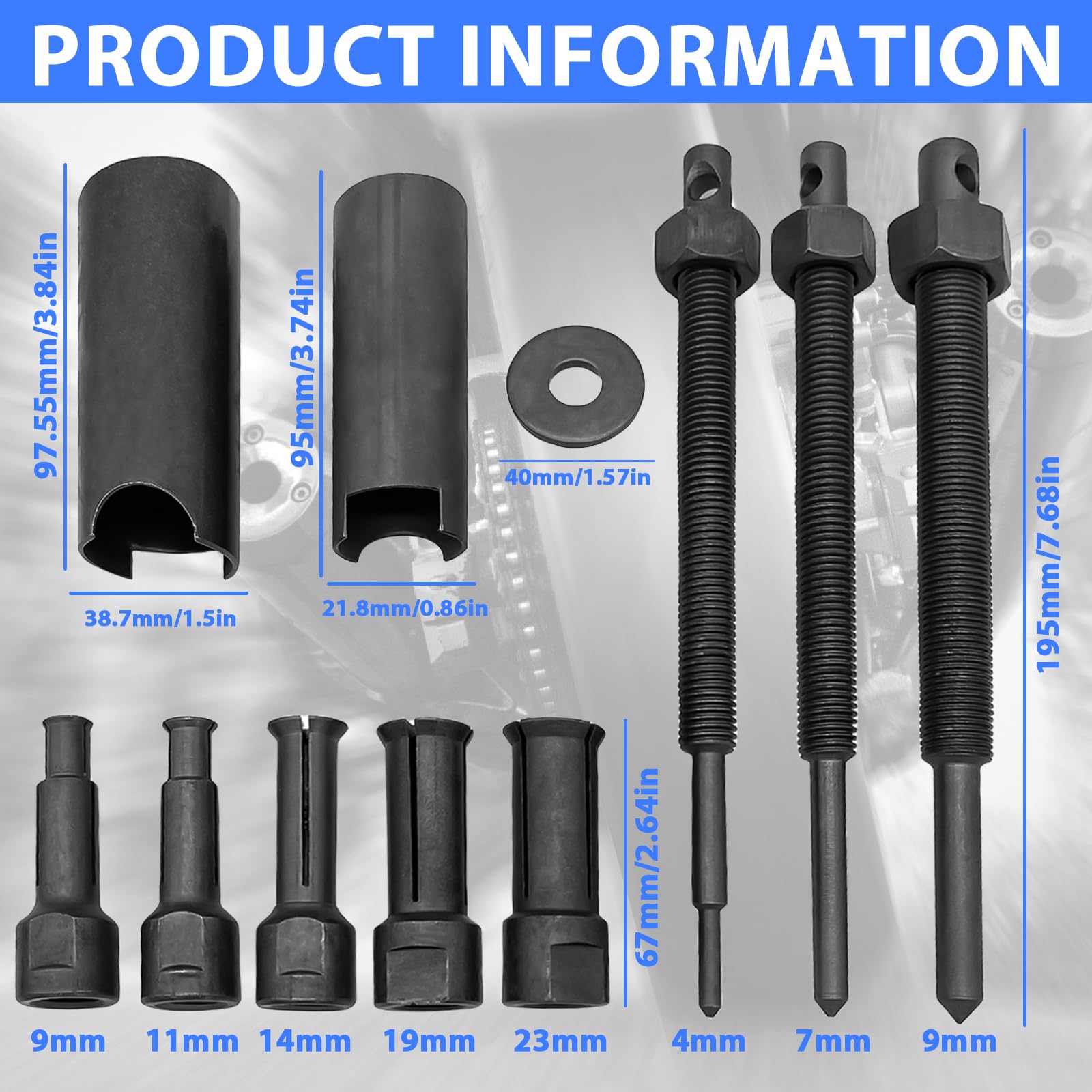 Kit Estrattore Cuscinetti Interni Per Moto - 9-23 Mm, 5 Clip Aperte, Per Albero Motore E Ruote - Foto 3