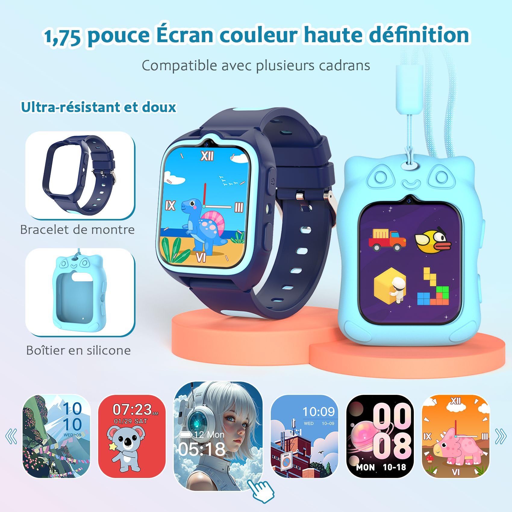 Blackview Montre Connectée Enfant - Montre Enfant Intelligente sans Téléphone Nécessaire, Écran Tactile avec Caméra, 30 Jeux Éducatifs, 13 Trackers d'Habitudes, Lampe Poche pour Garçons 4-12 Ans