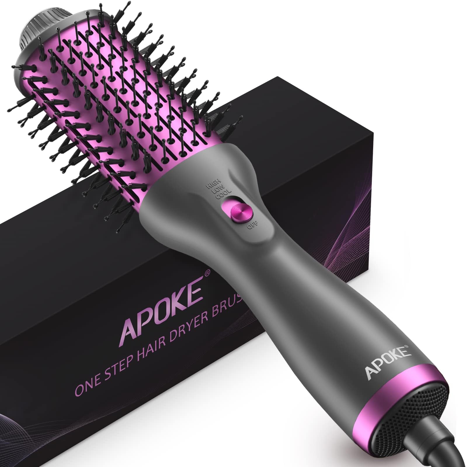 Apoke 3 In 1 Hair Dryer Brush & Straightener Brush Professional 1200W Powerful Ceramic Tourmaline Ionic One-step Hot Air Brush 3 HEAT 2 Speed Hair Prices | Shop Deals Online - View #6