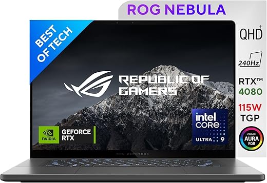 ASUS ROG Zephyrus G16, Gaming Laptop, 16 “(40.64cm) ROG Nebula OLED 240Hz,Intel Core Ultra 9(32GB LPDDR5X/1TB SSD/NVIDIA GeForce RTX 4080 /Windows…