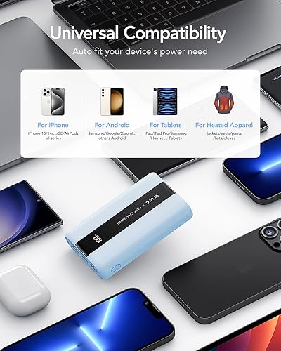 Miniatura 8 de VRURC Banco de energía, pequeño cargador portátil de 20000 mAh, carga rápida de 22.5 W, paquete de batería esencial de viaje compacta con pantalla