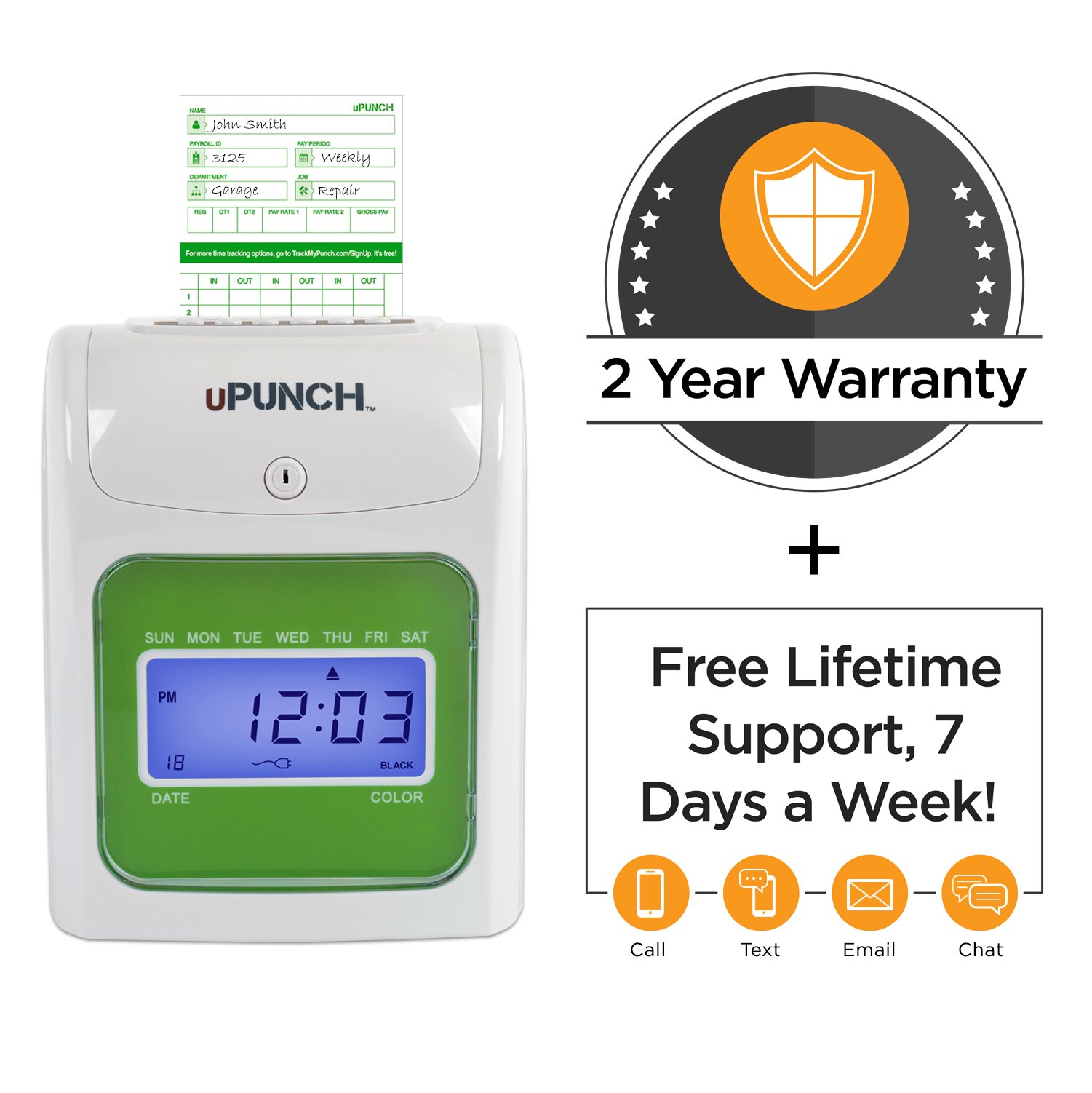 uPunch Starter Time Clock Bundle with 100Cards, 1 Time Card Rack, 1