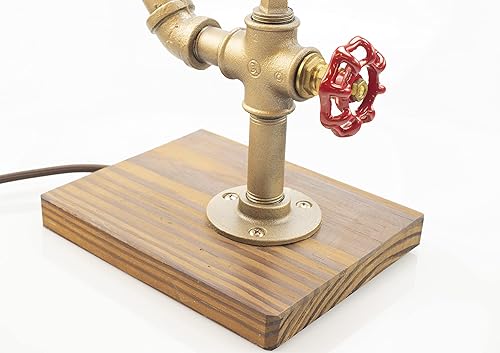 Miniatura 3 de Lámpara Steampunk con atenuador, regulable estilo loft industrial vintage estilo antiguo luz con bombilla, base de madera con tuberías de hierro,