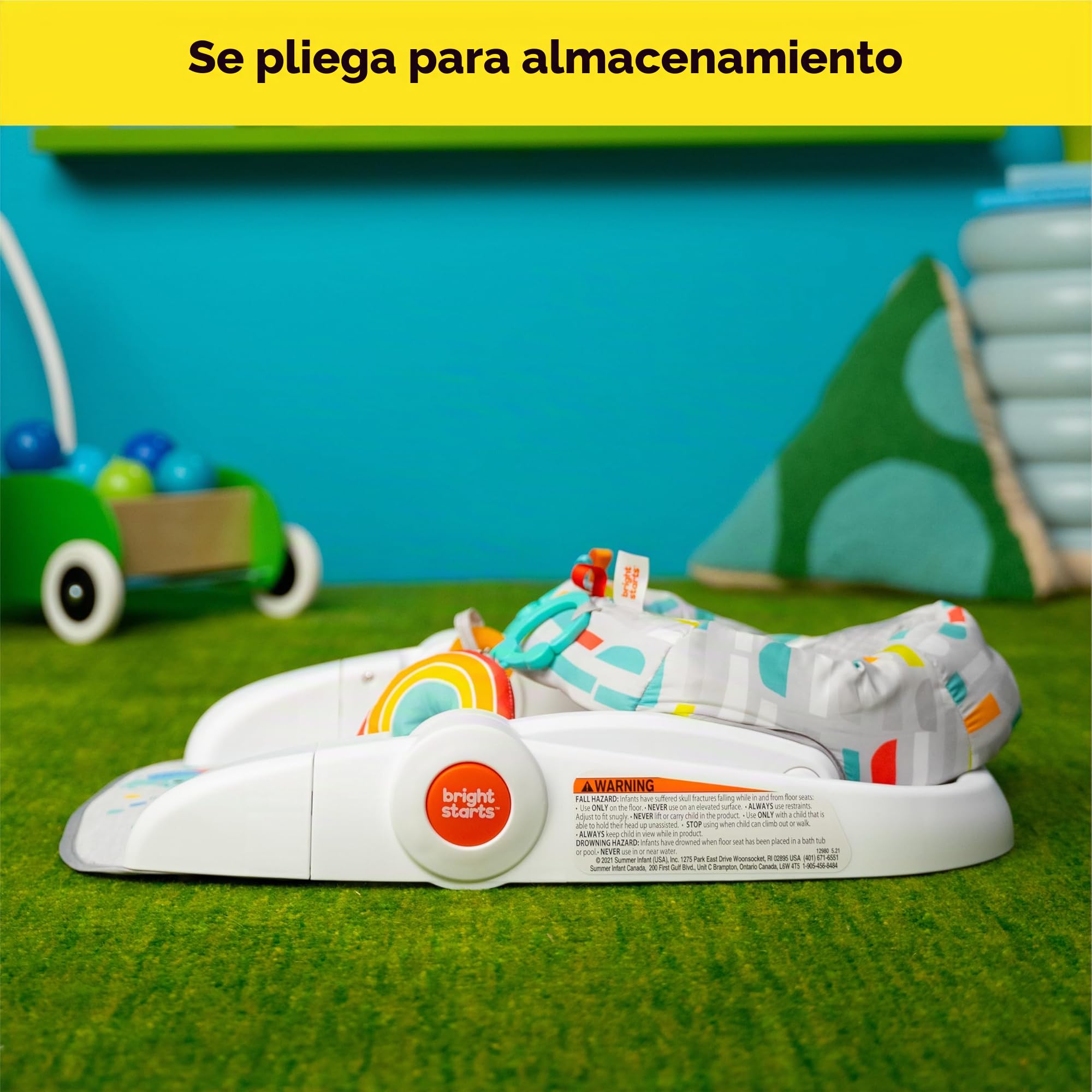 Bright Starts Learn-to-Sit - Asiento de suelo para bebé, 2 posiciones, silla portátil, incluye juguetes sensoriales, unisex, 4-12 meses