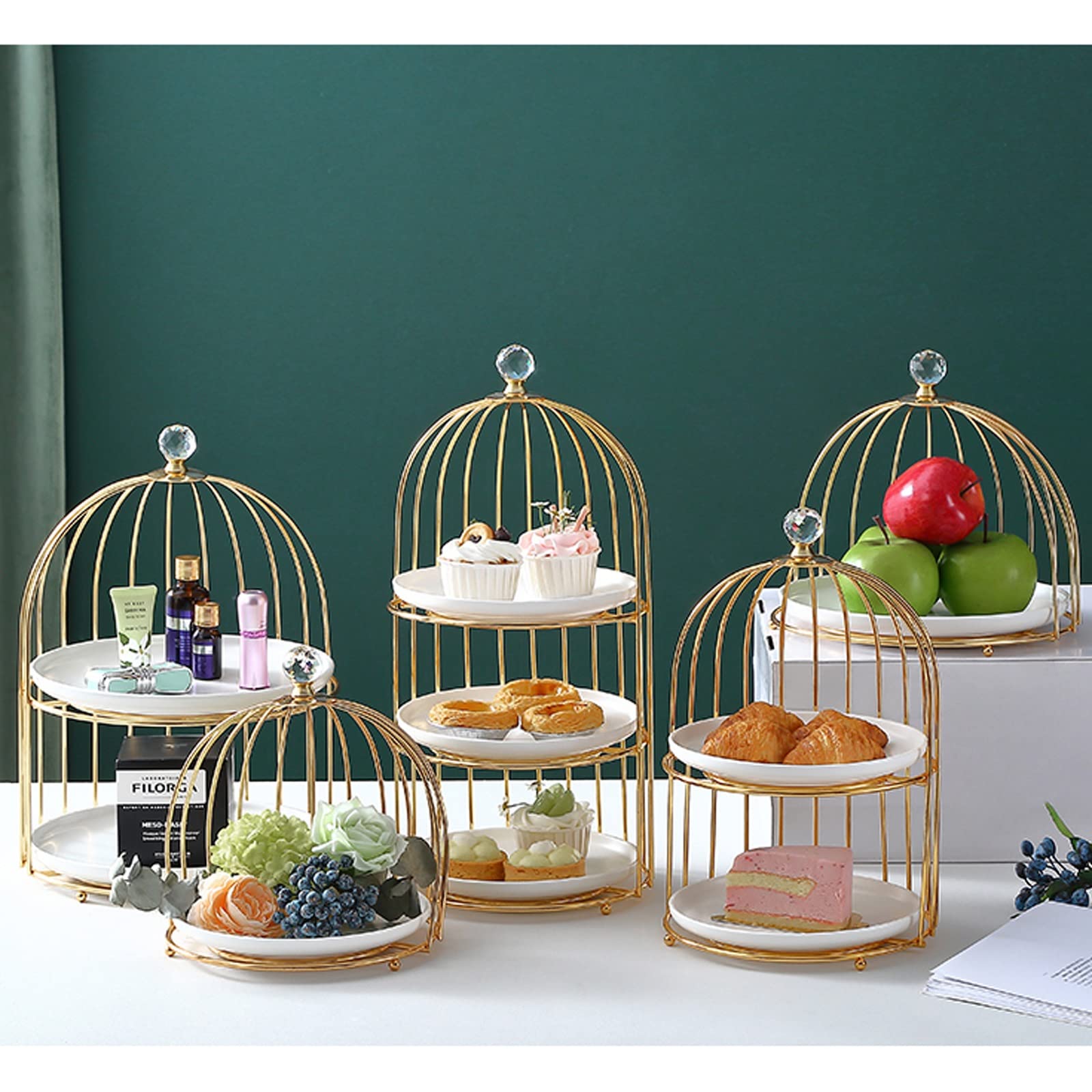 Présentoir à Gâteau Support à gâteaux à trois couches en or Table à desserts Support à gâteaux à dessert Table d'hôtel Plateau de fruits domestique Table de réception de mariage Stand de Gâteaux ( Siz