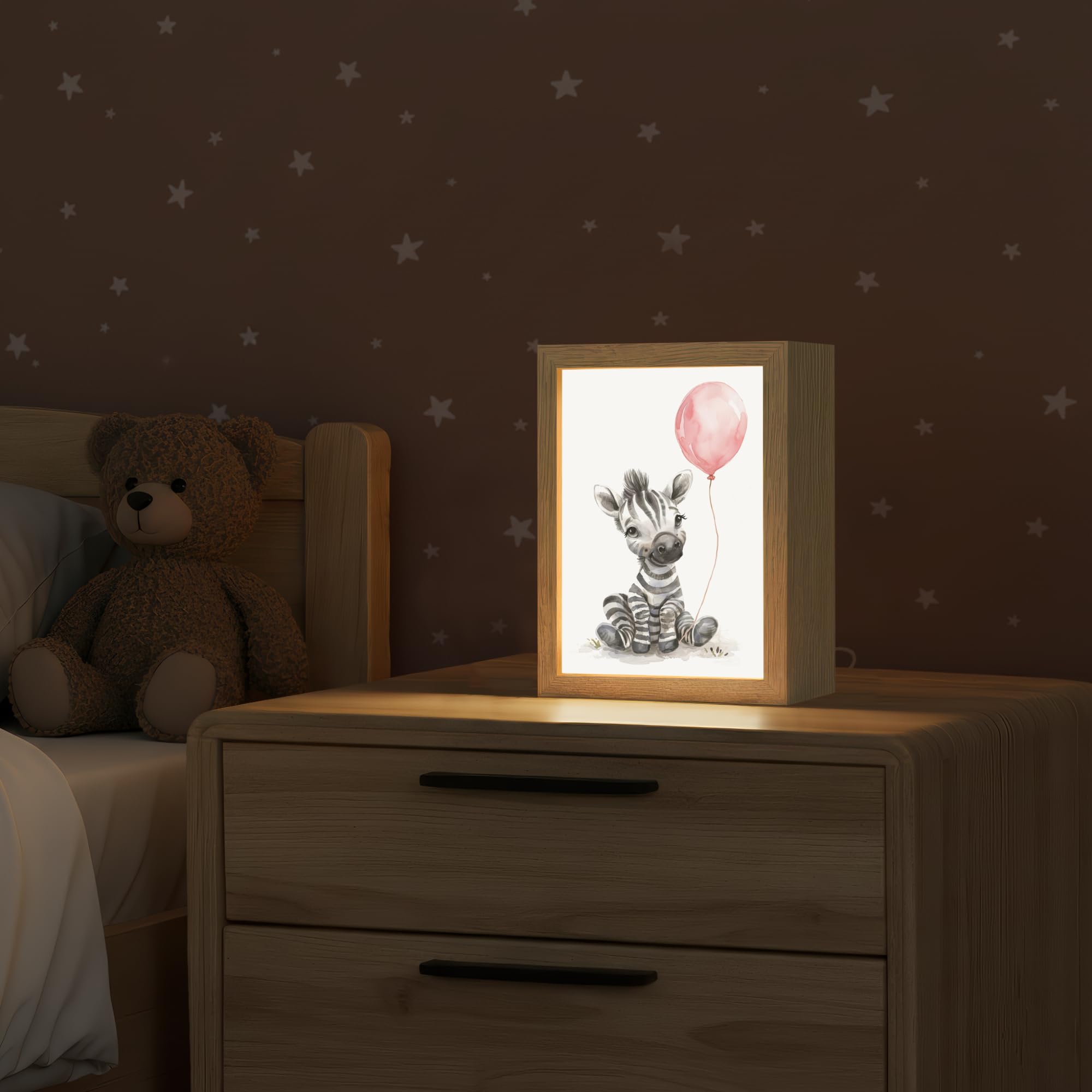 Nachtlichter & Schlummerleuchten Für Kinder 15x20 cm Baby Nachtlicht Nachttischlampe Jugendzimmer Zebra - Tiere - Rosa Luftballon