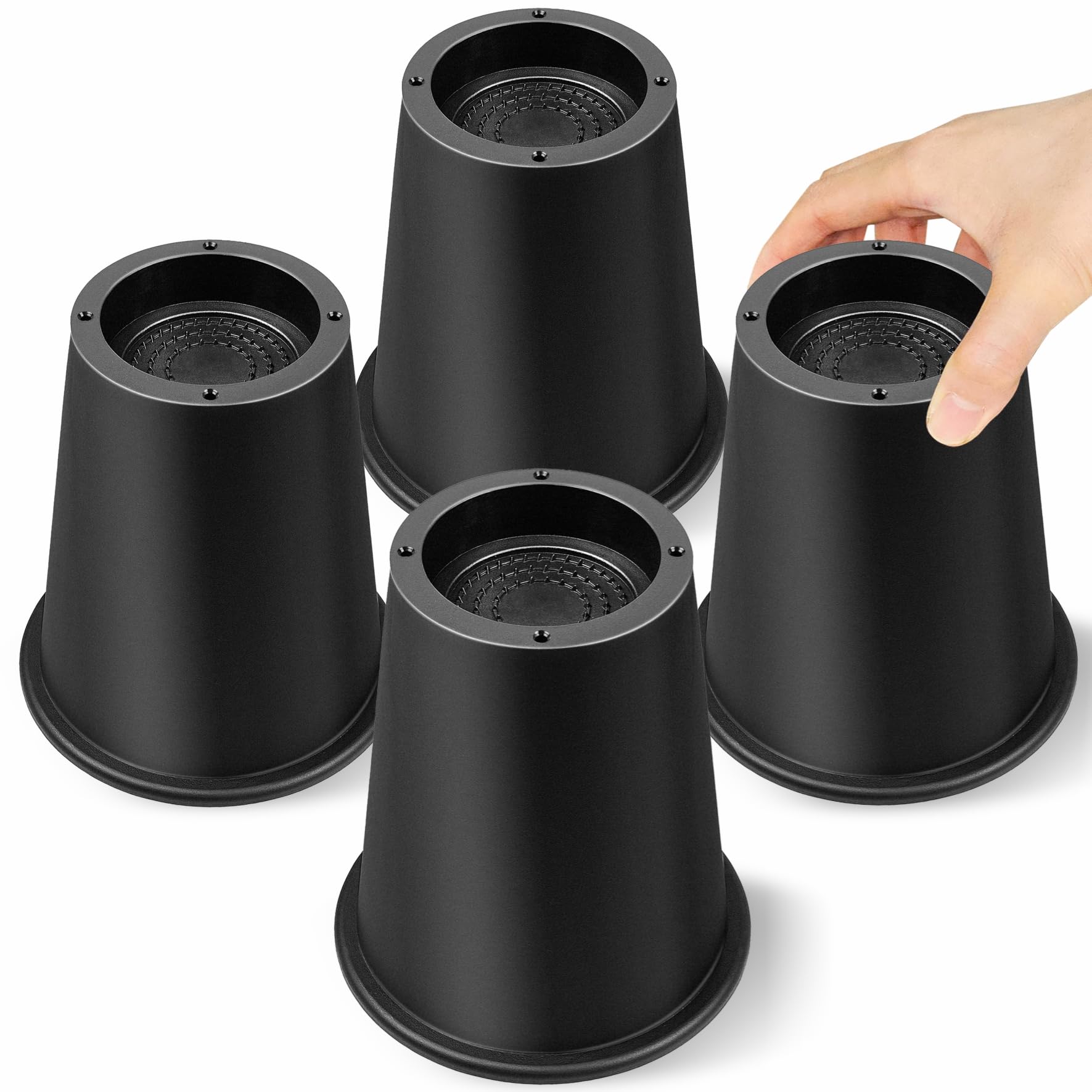 Mixdora Black Bed Risers 6 Inch Round Furniture Risers Heavy Duty Chair Raisers For Desks Couches Sofas Table Set Of 4 Pack (6 Inch)