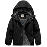 Boy's Waterproof Ski Jacket Warm Fleece Hooded Winter Snow Coat