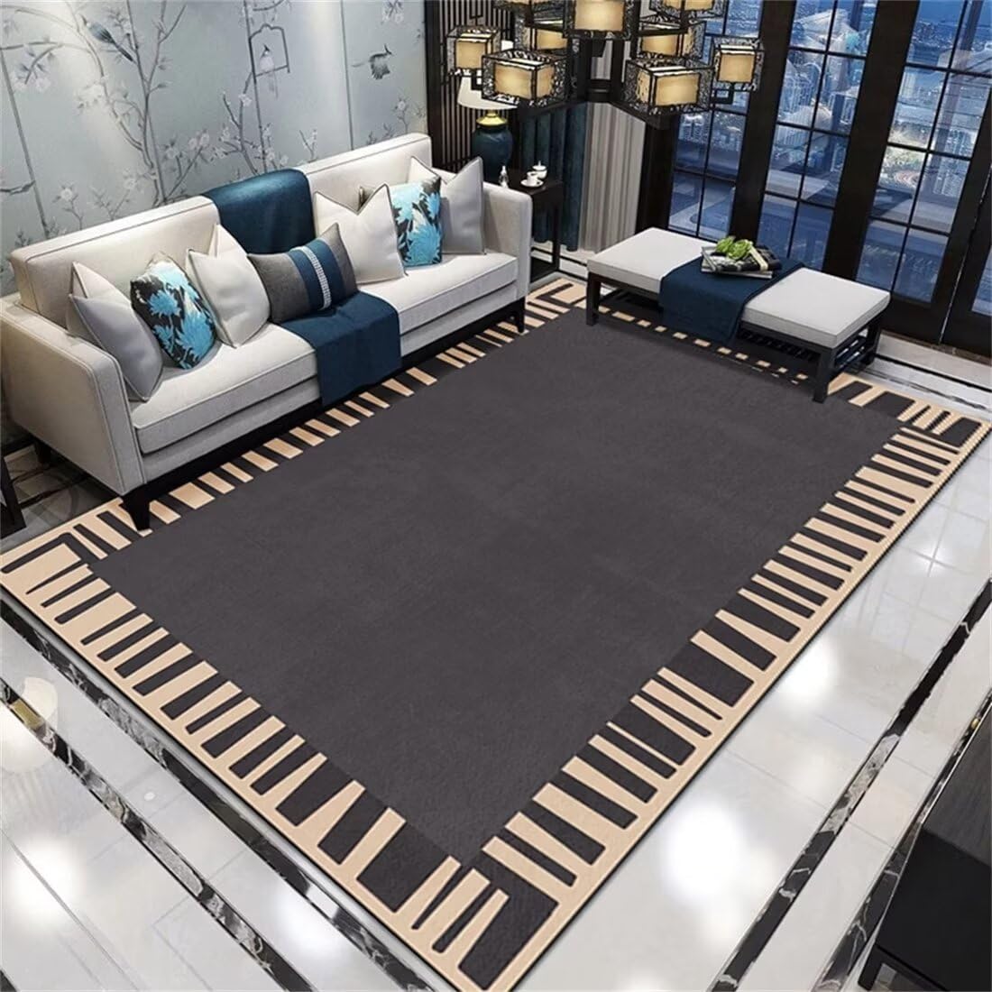 Tapis lavable gris facile d'entretien pour protéger le sol du salon 200X260