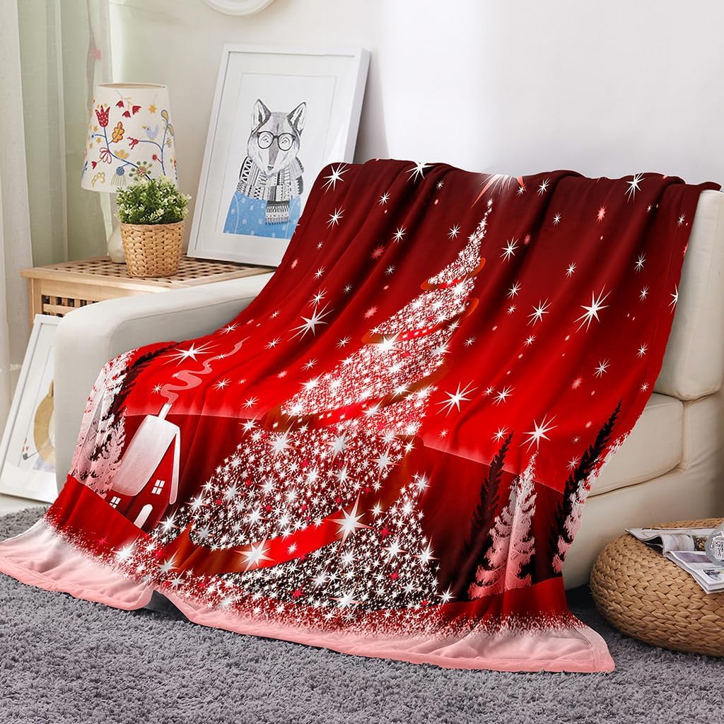 Weihnachtsbaum Kuscheldecke 150x200 Cm – Flauschige Flanell-Decke, Weich, Warm, Für Sofa & Winter