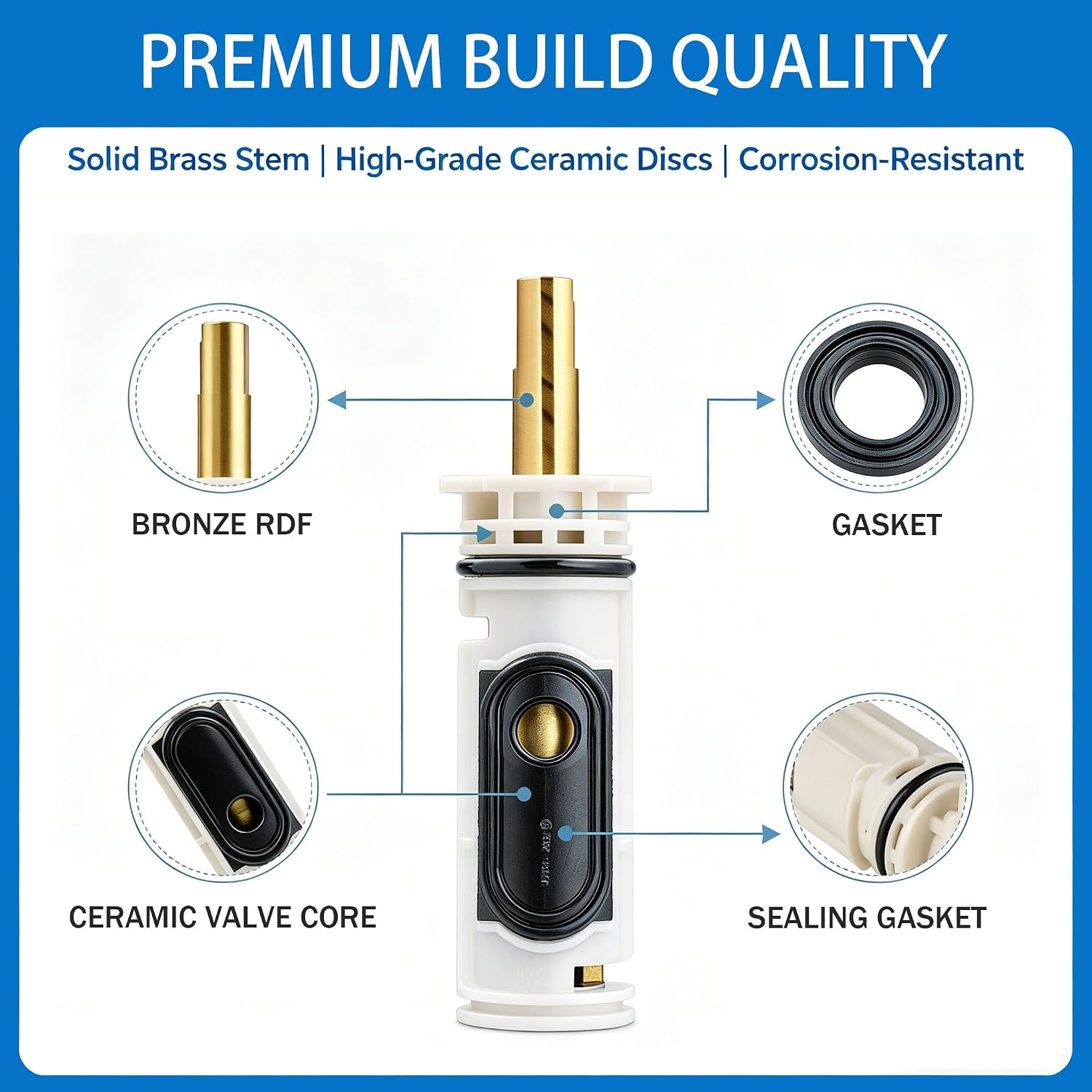 1222 Replacement Cartridge Compatible with Moen 1222 One-Handle | Fits Moen 1222/1222B, fixes drips & unstable water temp, brass & plastic, pressure balance anti-scald, easy DIY shower repair
