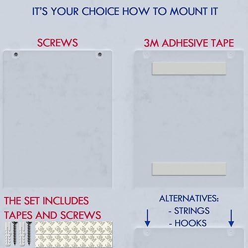 Miniatura 2 de OFFICE MAJOR - Soporte para letreros (acrílico, 3.3 x 4.3in, con cintas 9.8ft y tornillos de montaje, marco transparente para montaje en pared (caja