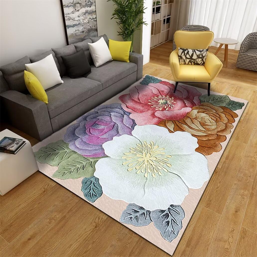 Tapis de salon lavable et facile à nettoyer 60x110 cm brun