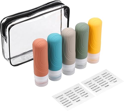 Botellas de viaje para artículos de tocador, botellas de viaje portátiles de 3 onzas aprobadas por la Tsa, sin BPA, recipientes de silicona
