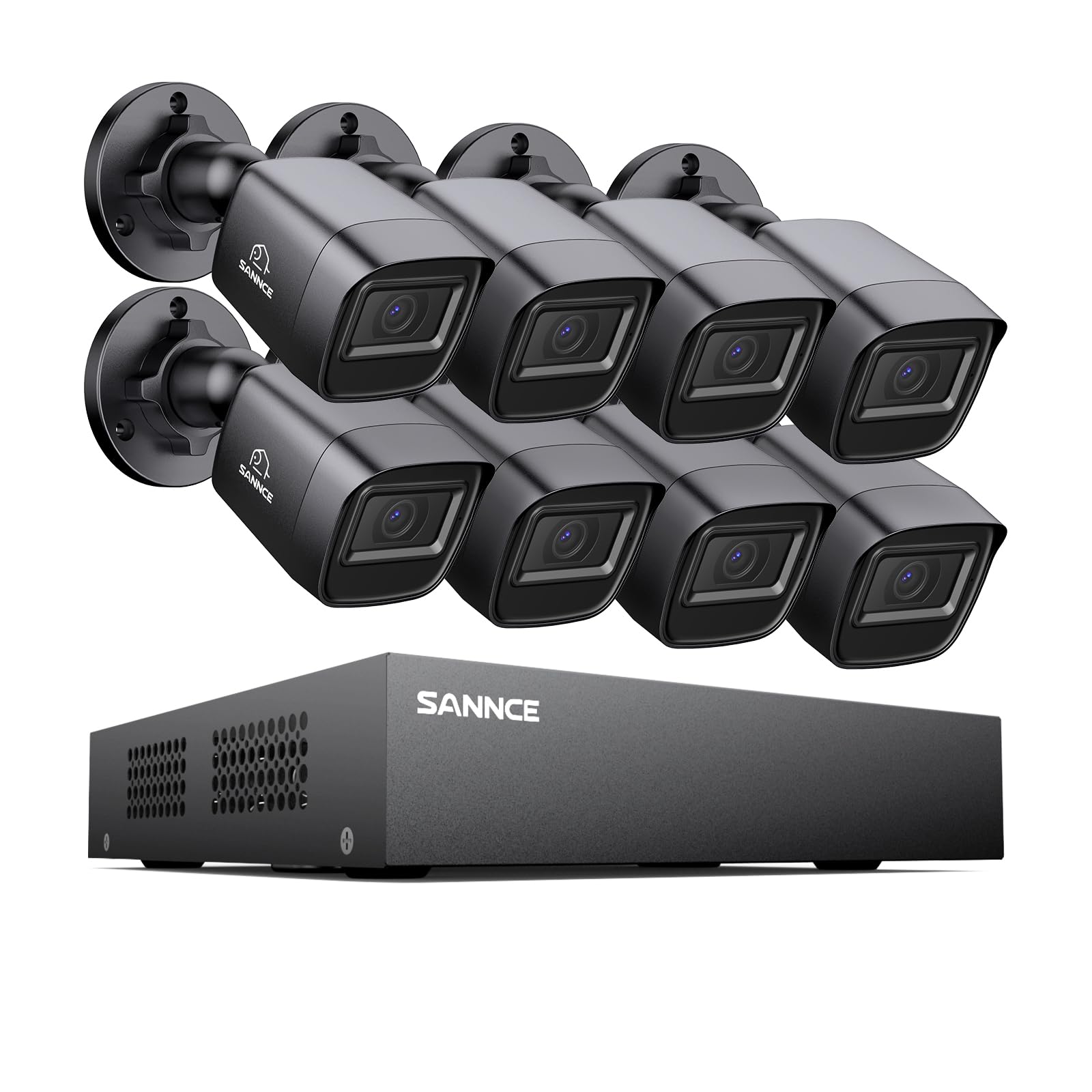 SANNCE 1080P Kit Videosorveglianza Esterno, 2MP DVR 8 Canali senza HDD e 8 Telecamere Analogica Bullet con LED a Infrarossi Intelligente, Riconoscimento di Persone/Veicoli, Impermeabilità IP66