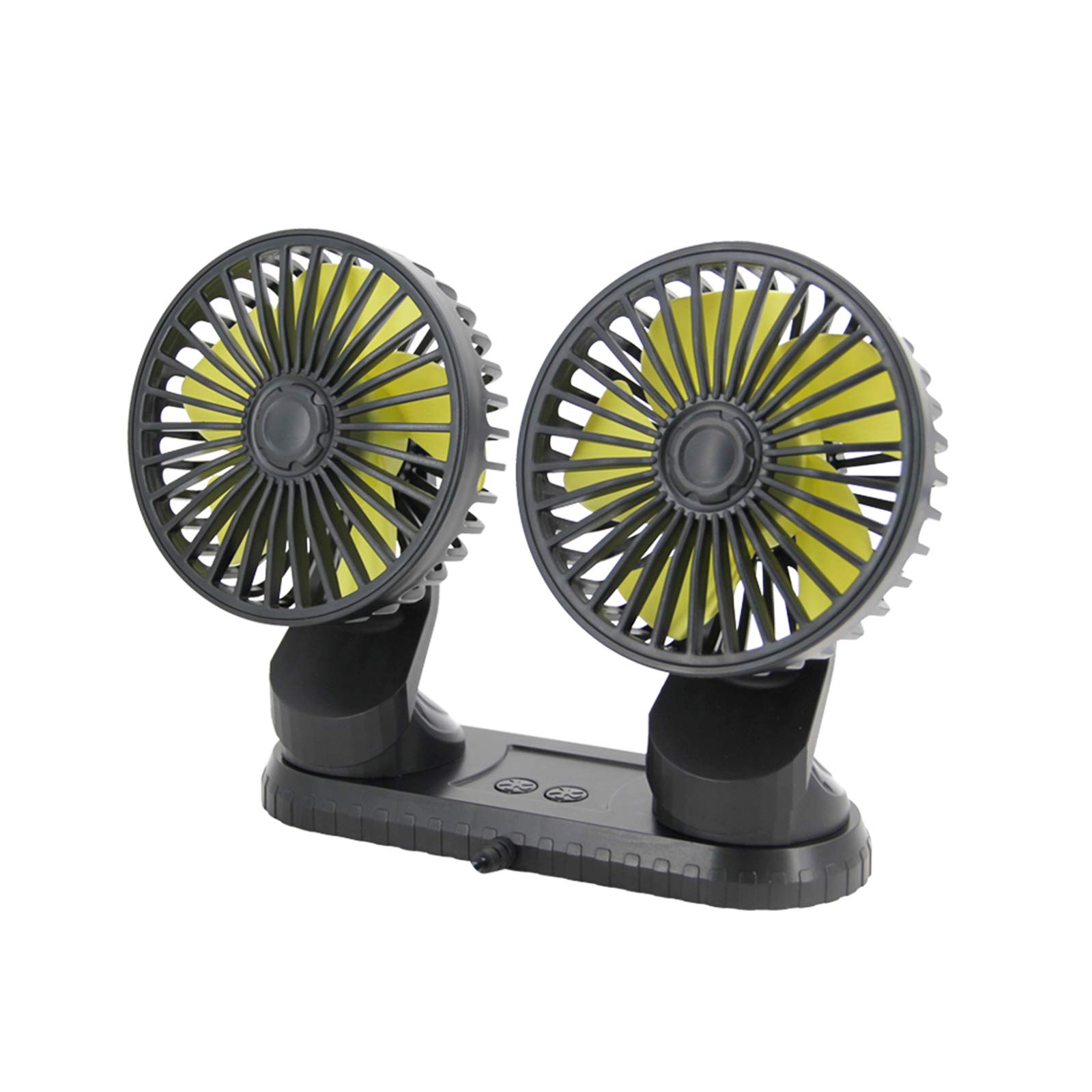 ALAIX 5V DC Electric Car Fan - Rotatable 3 Speed Dual Blade with 9FT Cord Quiet Strong Dashboard Cooling Fan