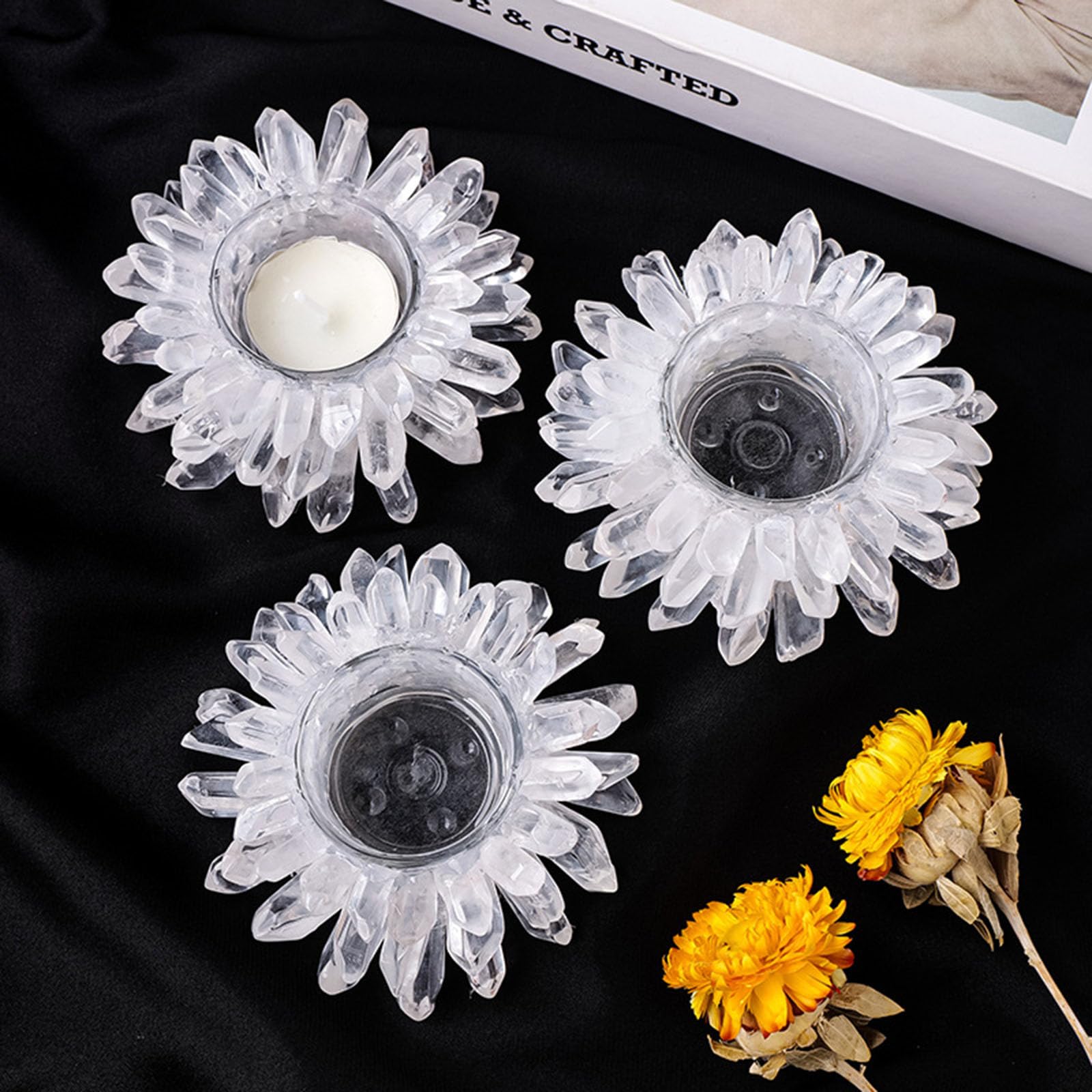 Naturalne kryształowe świeczniki, surowy kryształowy świecznik na tealight, kryształowy stojak na świece, leczniczy świecznik na tealight z kamieni szlachetnych, dekoracja domu
