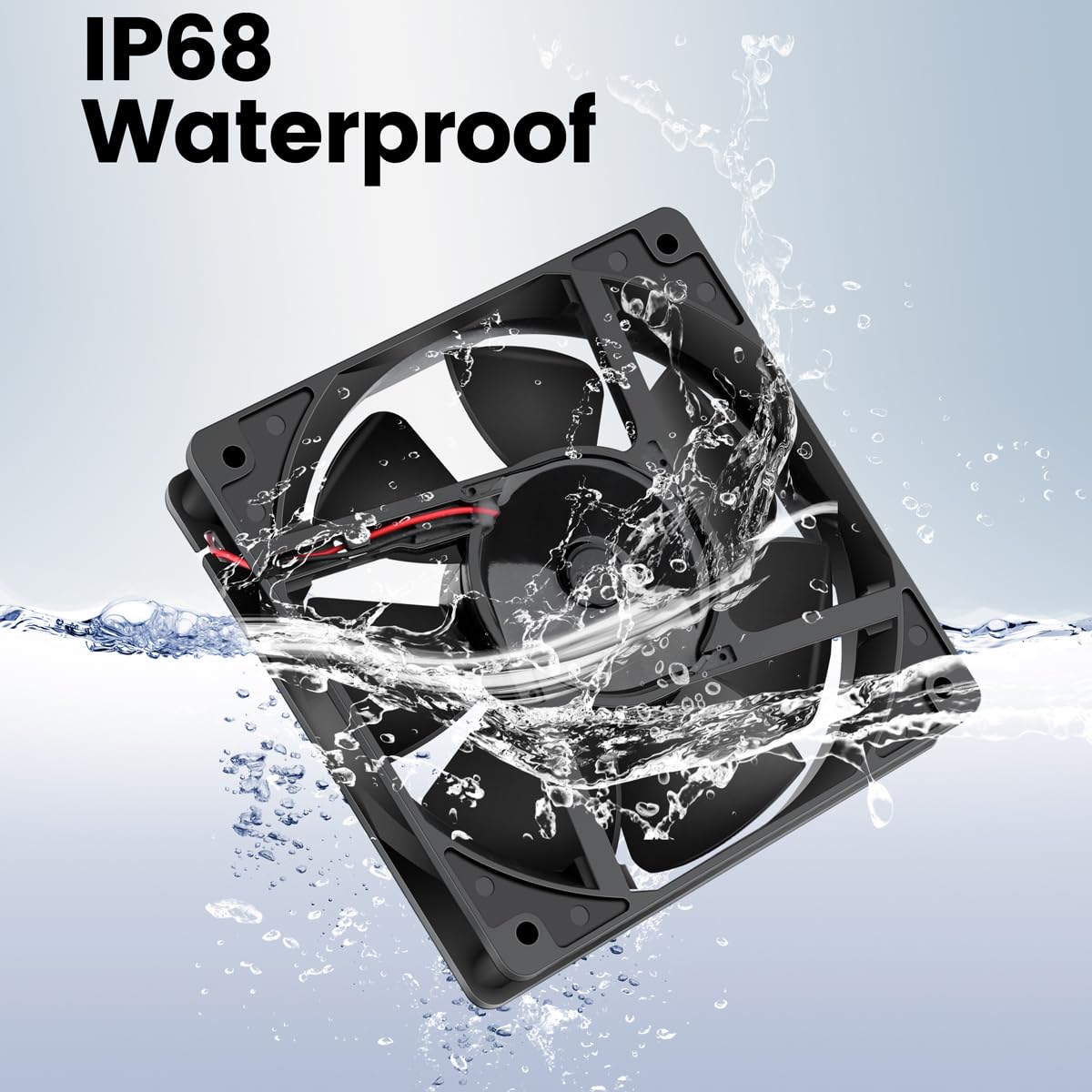 GDSTIME IP68 Waterproof Fan 120mm x 25mm 12V DC Brushless Computer Case Cooling Fan Dual Ball Bearings 2 Pin for RV Fridge Ventilation, 2 Pack