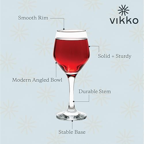 Vikko Copas de vino de copa de 11.25 onzas, copas de vino tinto y blanco, copas de vino gruesas y duraderas, copas de vino pequeñas con tallo, juego