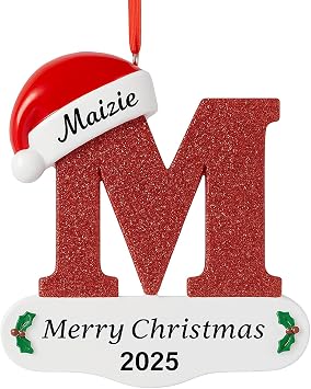 2025 Personalized Initial Christmas Ornaments MBBEST 3D Letter Ornaments with Name, Custom UV Printed AZ Initial Ornament for Christmas Tree, Unique Xmas Gifts for Family, Kids & Friends