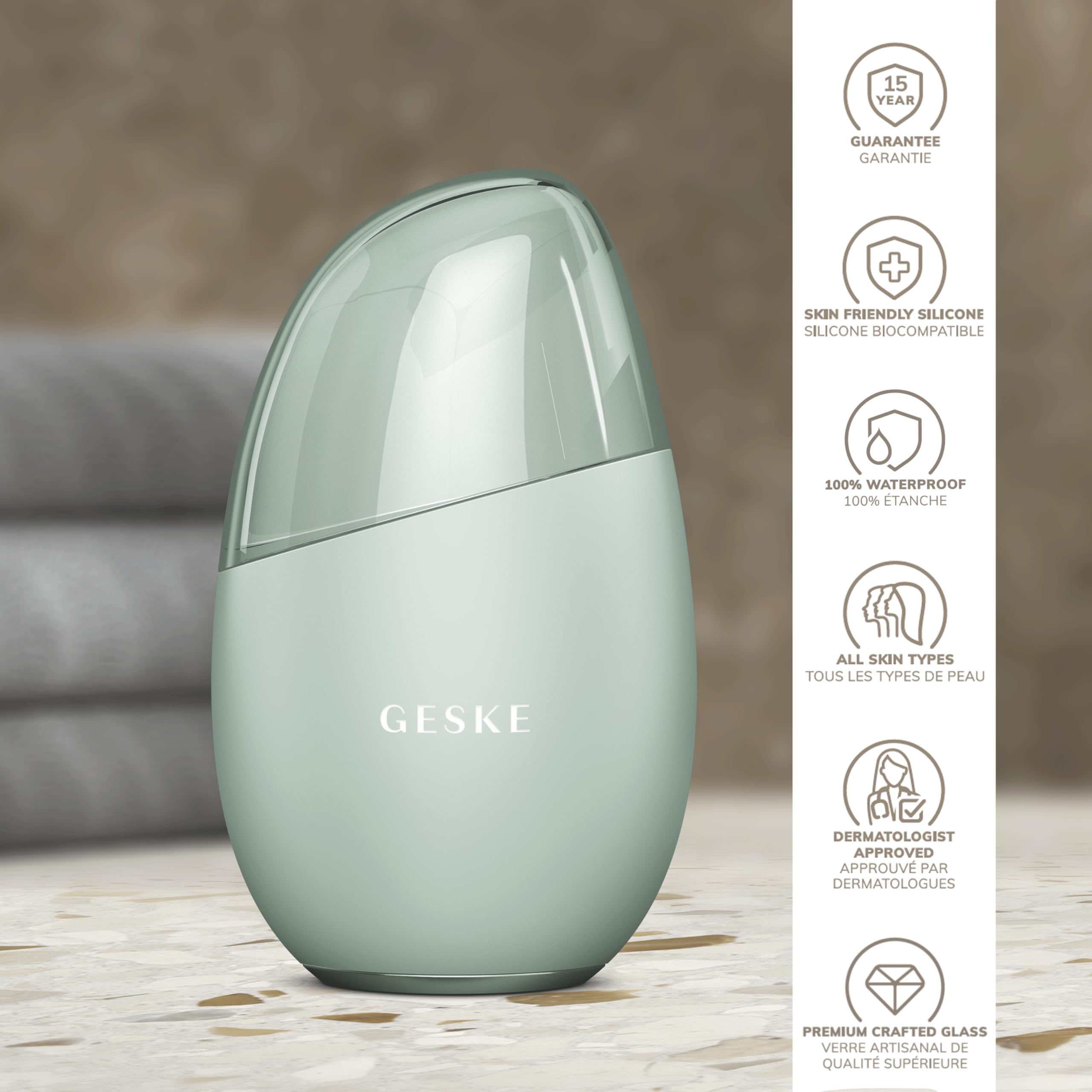 GESKE SmartAppGuided™ Cool & Warm Eye & Face Massager | 7 in 1 | Multi-massaggio | Viso/collo | Raffredda/riscalda senza batteria | Rassoda, rilassa, sgonfia | Eye-Nose Area Targeted Design