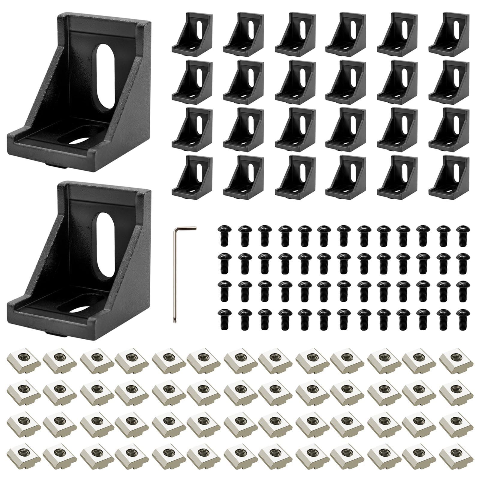 iMetrx 26 stuks aluminium hoekverbindingen 4040, groef 6, aluminium connectoren, wandhouder, 90° rooster, voor afstandsprofiel, 3D-printer, CNC- router, projecten