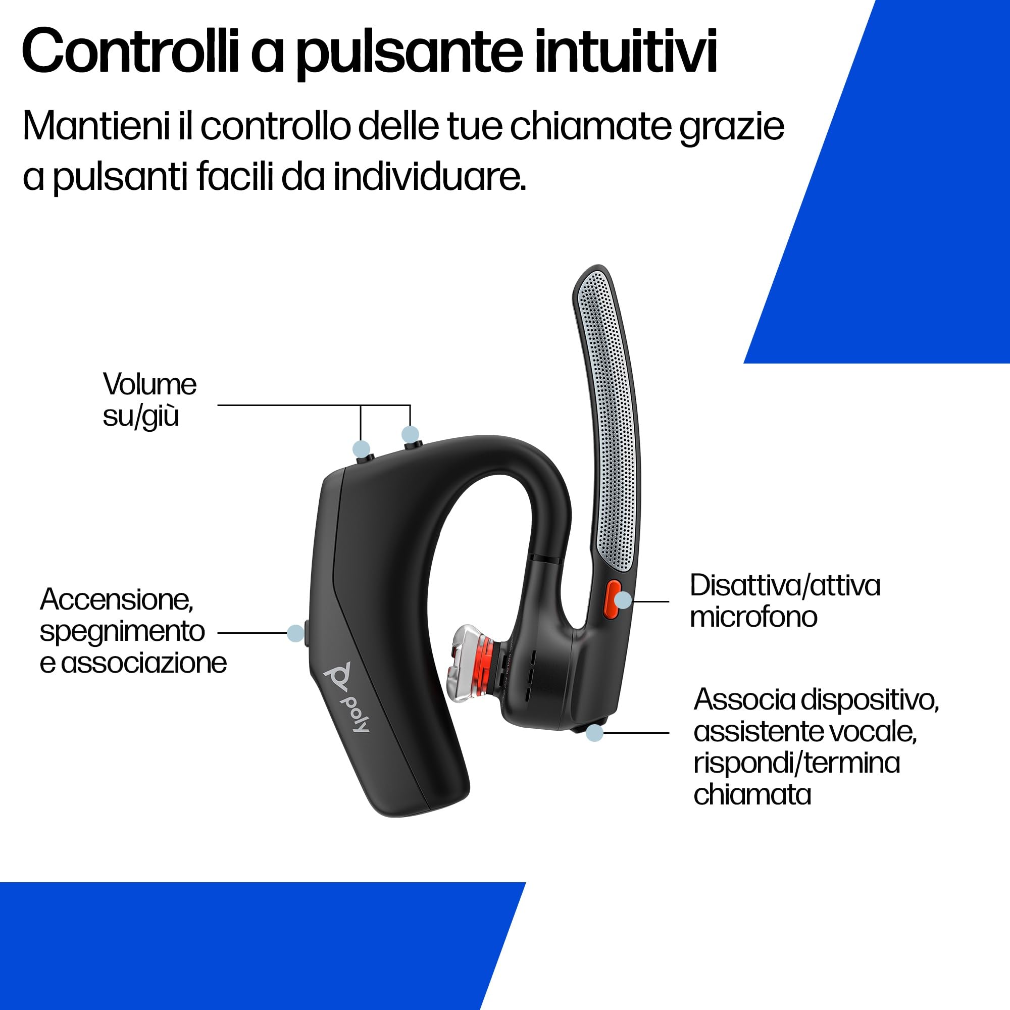 Poly Voyager Legend 30 Headset AV4P6AA con tecnologia WindSmart e design ergonomico per comunicazioni chiare