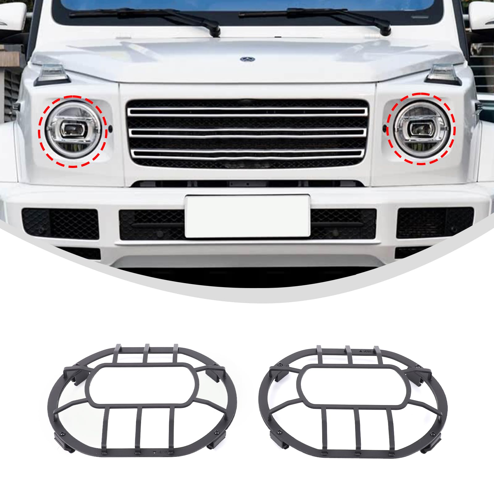 HAPPYHORSE Front Headlights Guard Cover Trim Compatible with Mercedes-Benz G-Class W464 2019-2025?Front Lamp Headlight Protection Cover Exterior Decoration Accessories