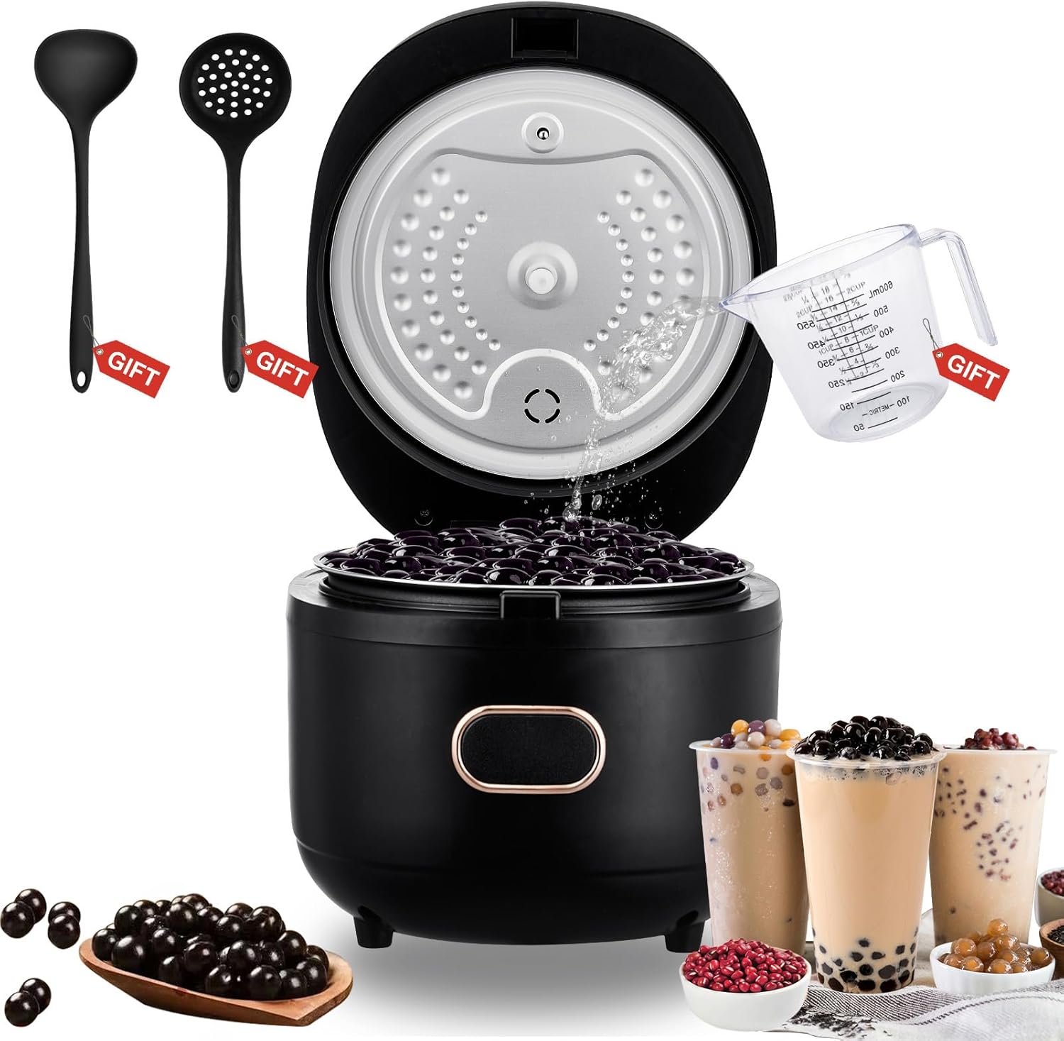 Automatic Commercial Boba Cooker 5L– 900W Smart Boba Maker for Pearls,Tapioca Cooker for Milk Tea Shops, Restaurants, Dessert Stores, and Lounge Bars 110V