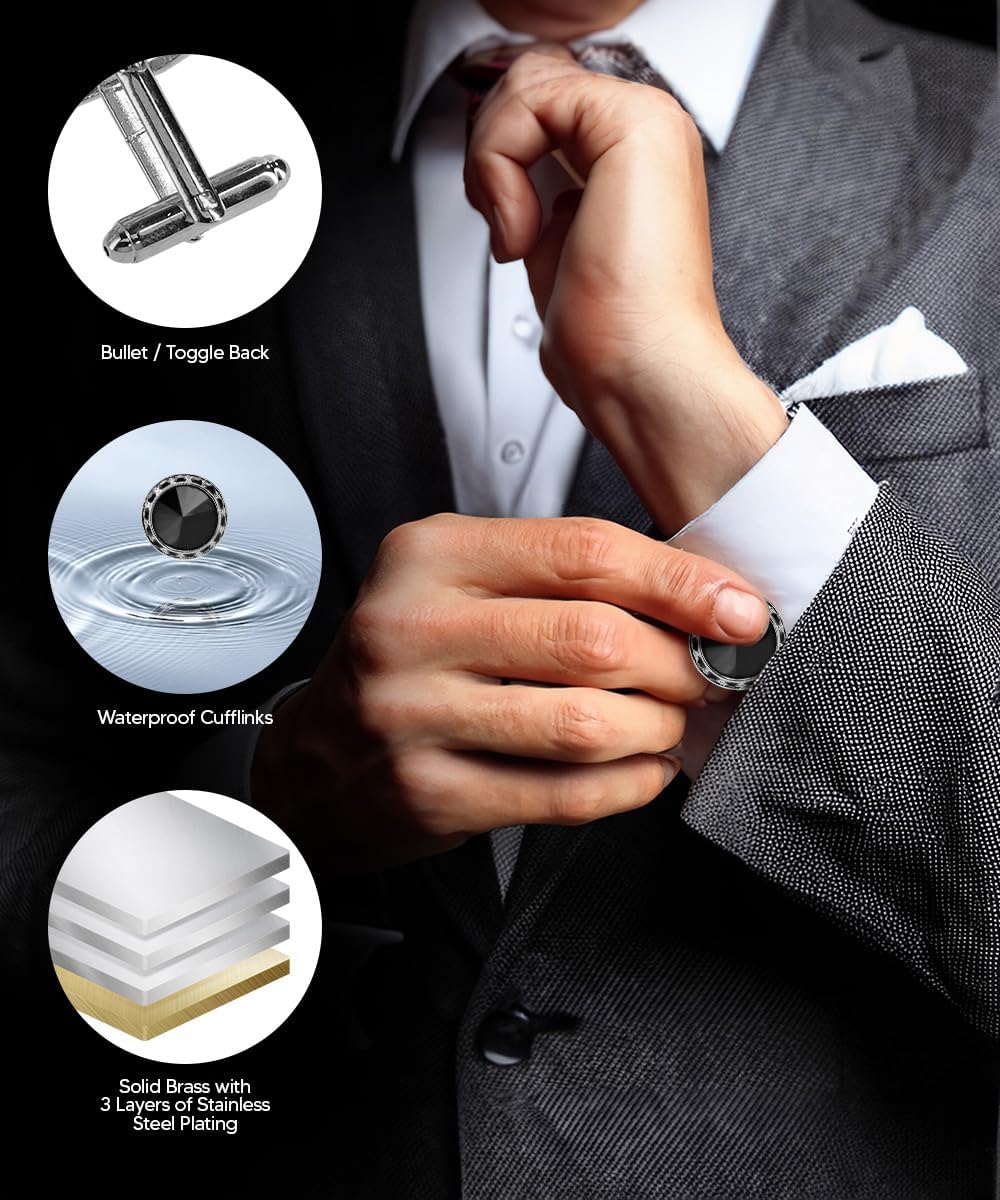 Large Bling Color Stone Cuff Links for Men – Tuxedo Suit Accessories, Cufflinks for Men