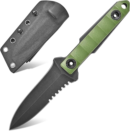 Miniatura 9 de Gtk290 Cuchillo de hoja fija, cuchillo de herramienta EDC D2 Blade G10 mango sólido fuerte fresco cuchillo para acampar al aire libre caza (negro)