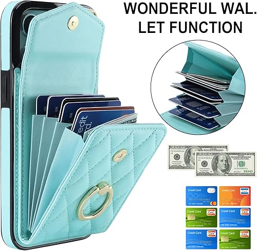 Miniatura 3 de Asuwish Funda de teléfono para iPhone 13 Pro Max 2021 de 6.7 pulgadas con protector de pantalla, correa de muñeca, anillo de bloqueo RFID, tarjetero