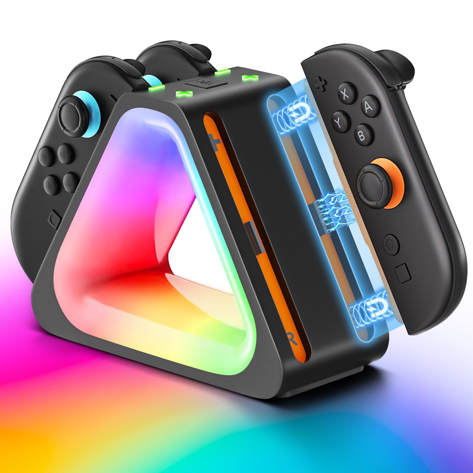 AXFEE Nintendo Switch 2 & Joy-Con 2025 Charging Dock with 7 Light Modes, 4 in 1 Magnetic Fast Charger for Nintendo Switch 2 & Joy-Con Controllers