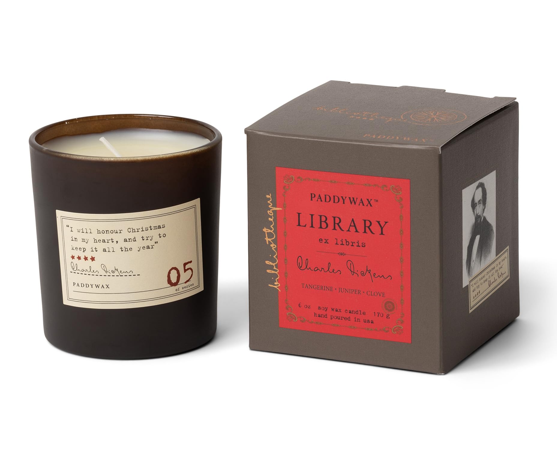 Paddywax Scented Candles Library Collection Luxury Artisan Candle, 170g, Charles Dickens
