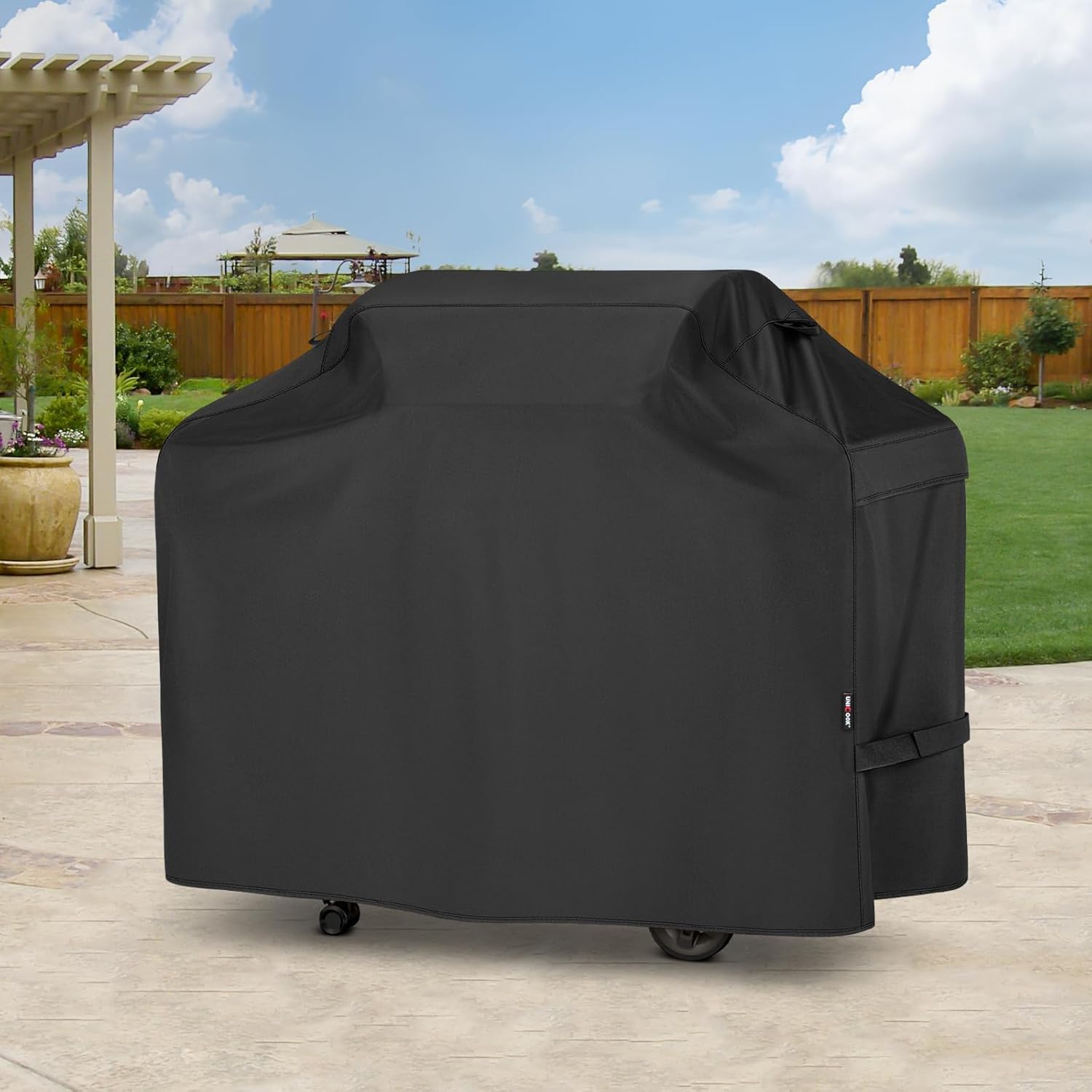 Unicook Grill Cover 55 Inch for Outdoor Grill, Heavy Duty Waterproof BBQ Cover with Side Handles and Air Vents, Weather Resistant, Compatible with Weber Charbroil Nexgrill Kenmore Gas BBQs, Black - Image 7