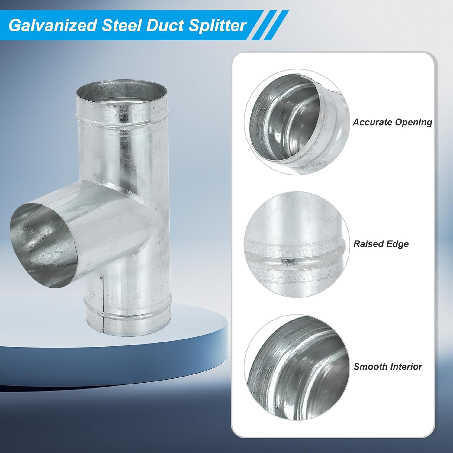 PATIKIL 5 Inch 3 Way Duct Connector, Galvanized Steel 90 Degree T Shape Ducting Splitter Air Vent Duct Hose Exhaust Pipe Adapter Dust Collection Fitting for HVAC Dryer Systems